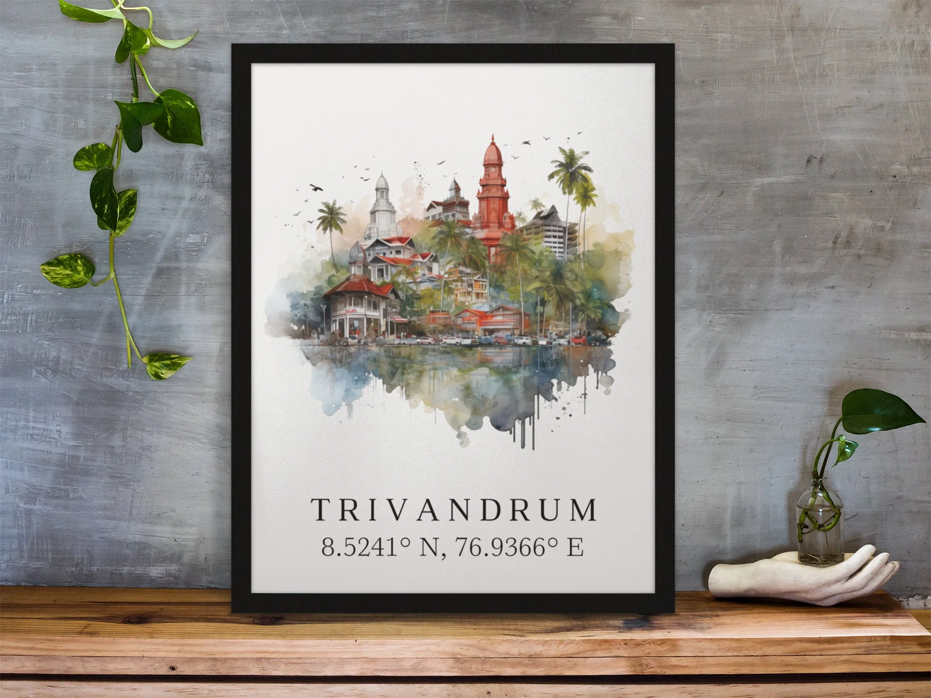 Trivandrum, India – Watercolor Art Print - Image 6
