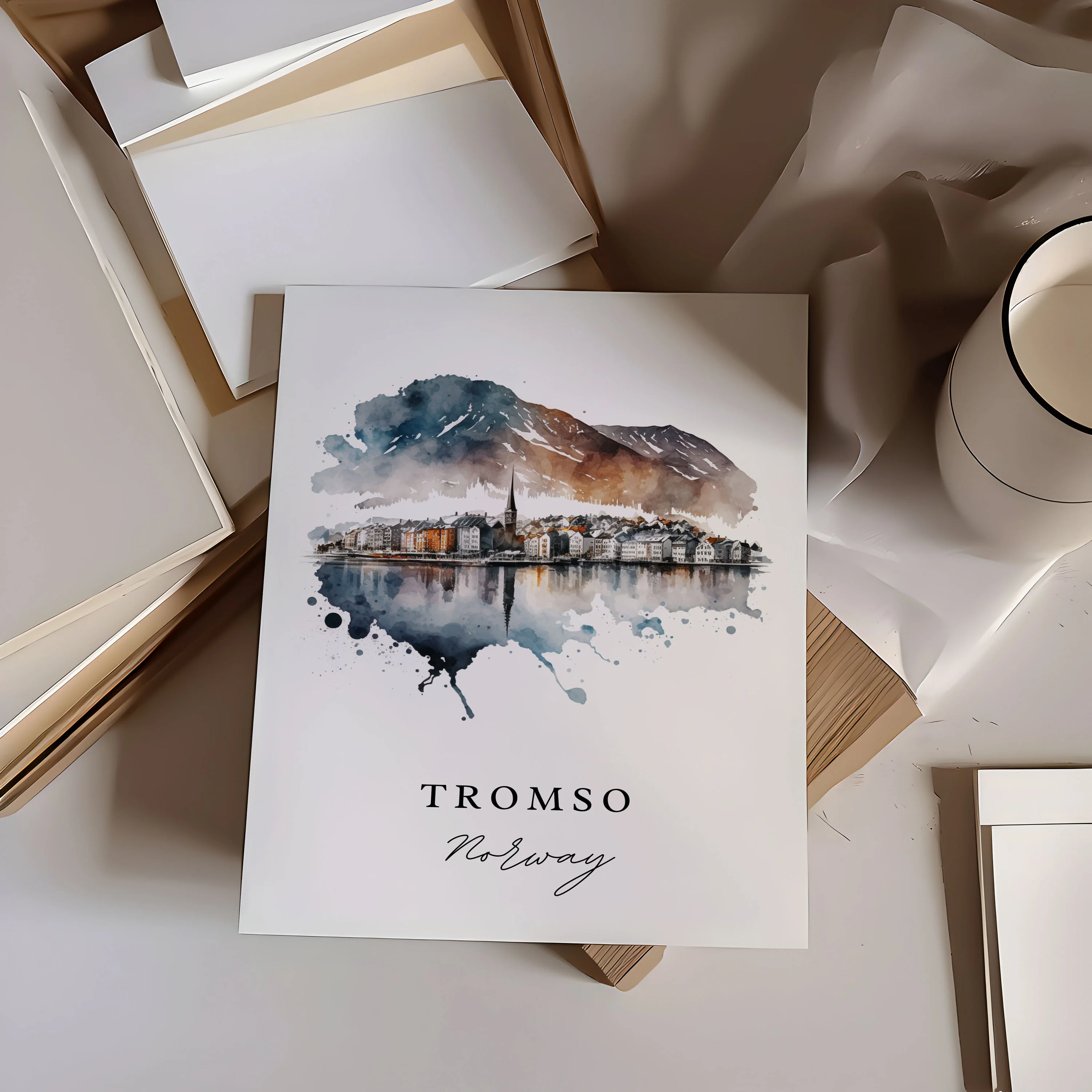 Tromso, Norway – Watercolor Art Print - Image 2