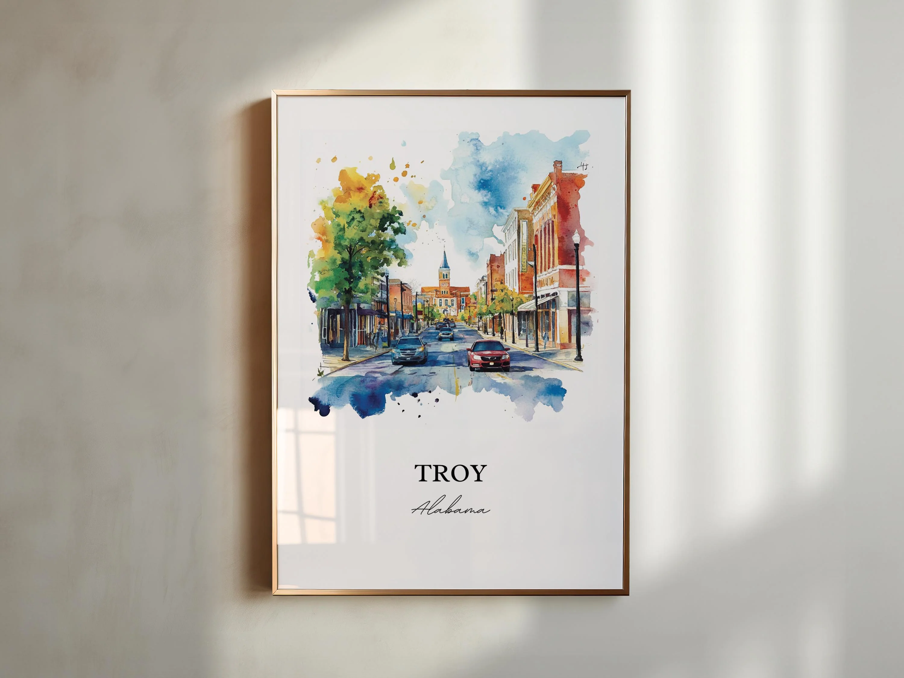 Troy, Alabama Watercolor Art Print - Image 3