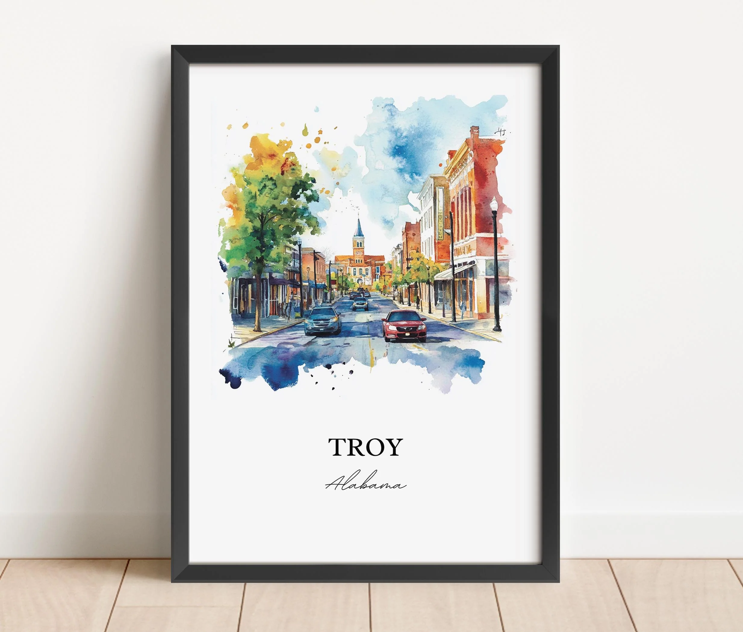 Troy, Alabama Watercolor Art Print - Image 5