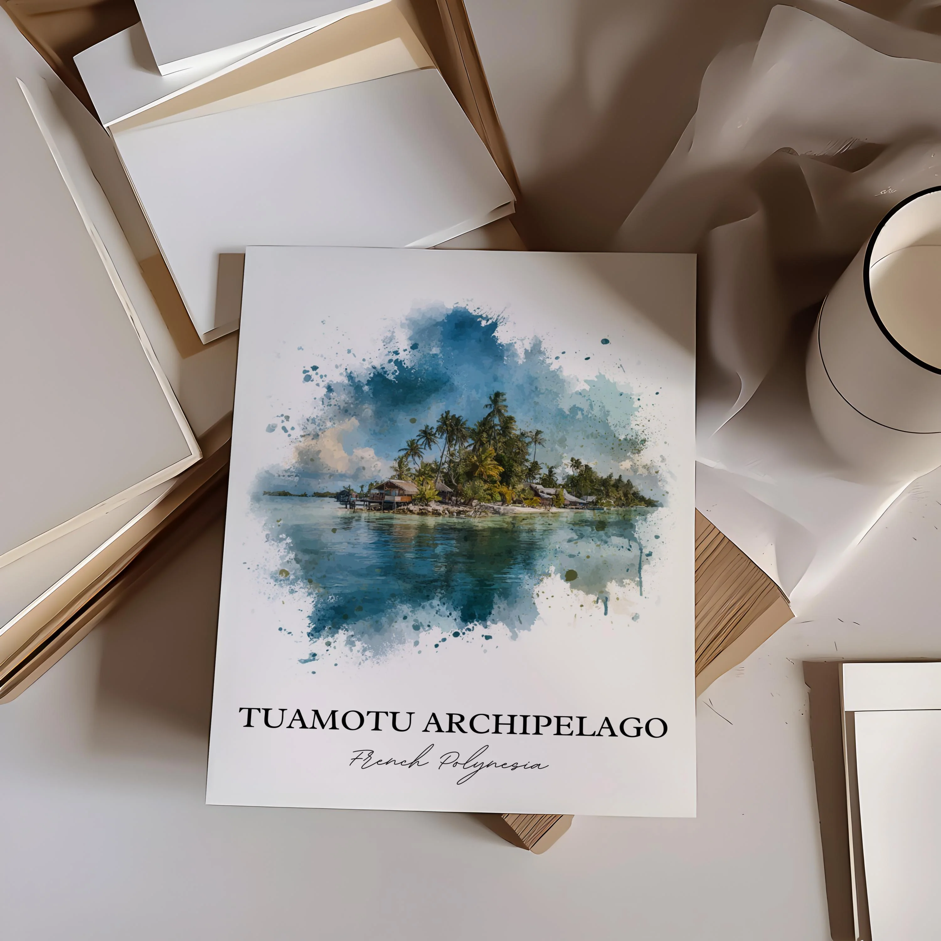 Tuamotu Archipelago, French Polynesia – Watercolor Art Print - Image 4