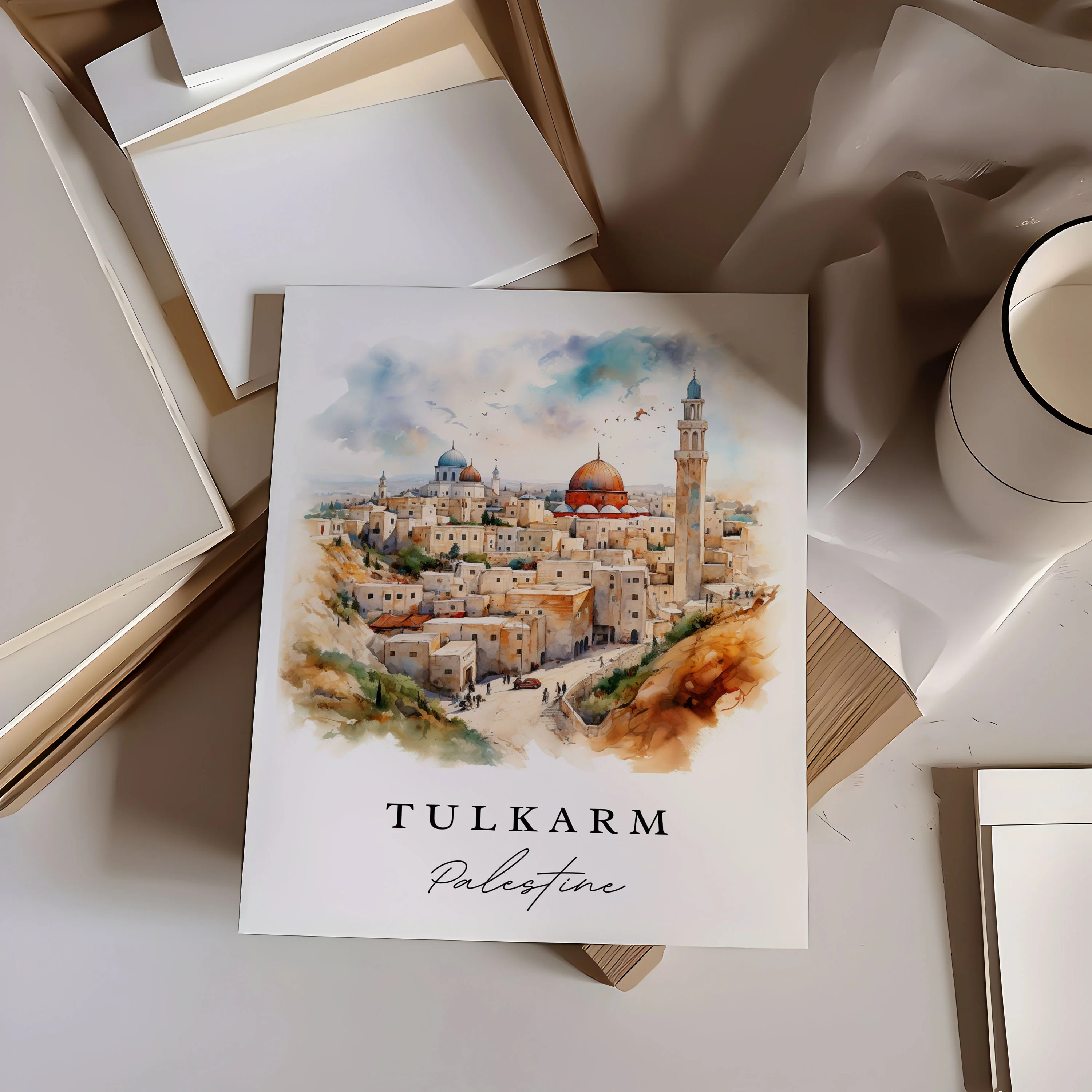 Tulkarm, Palestine – Watercolor Art Print - Image 2