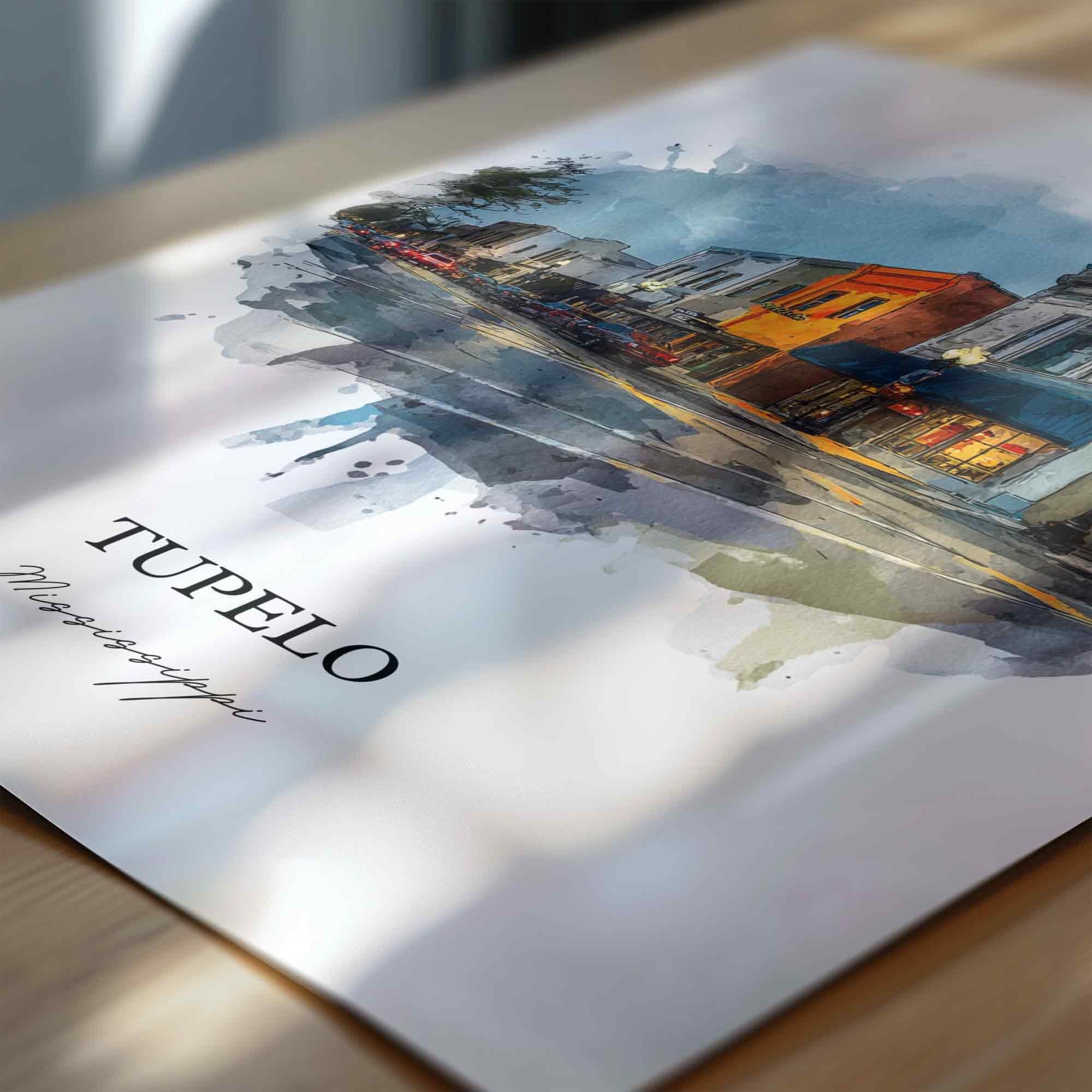 Tupelo, Mississippi – Watercolor Art Print - Image 2