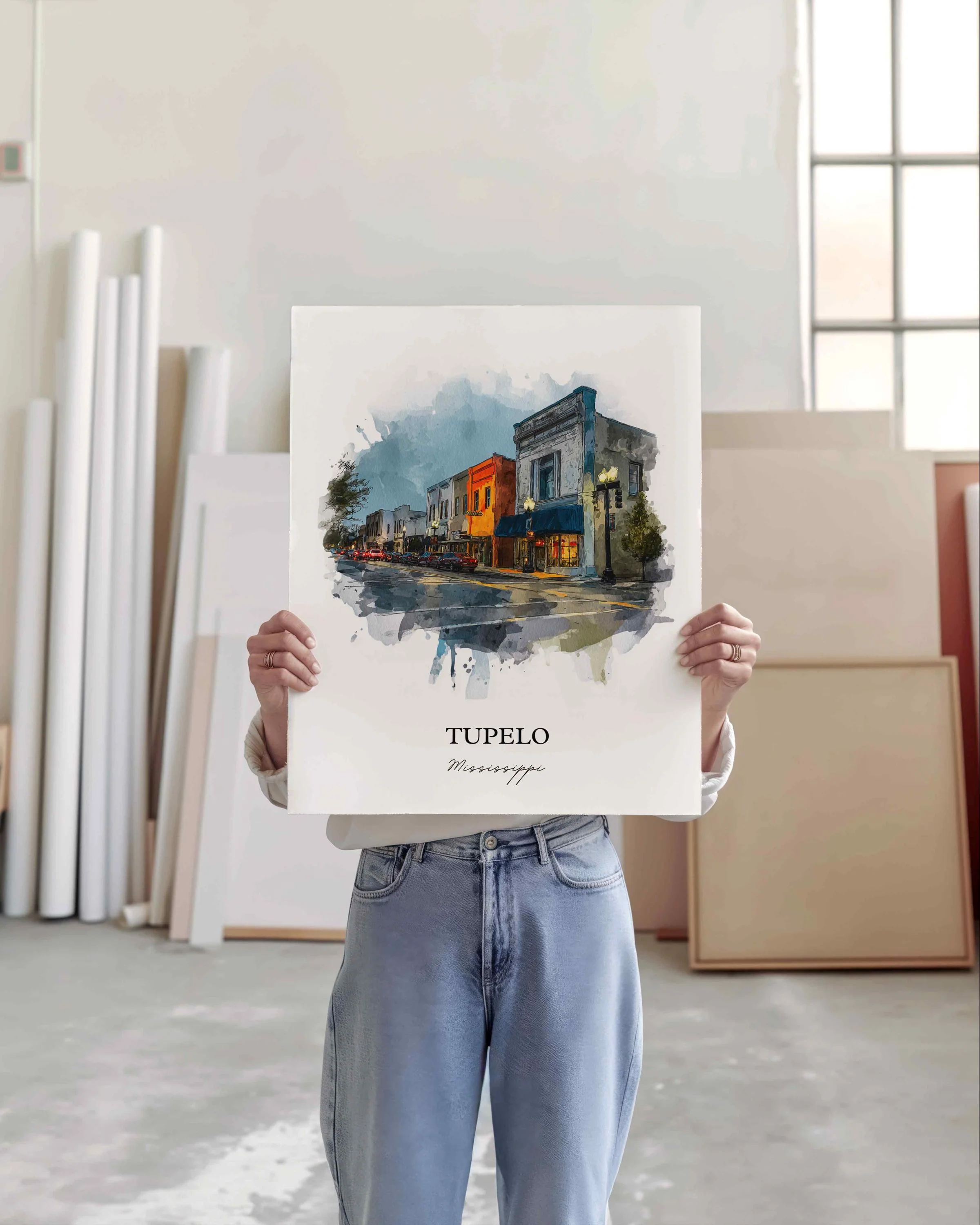 Tupelo, Mississippi – Watercolor Art Print - Image 7