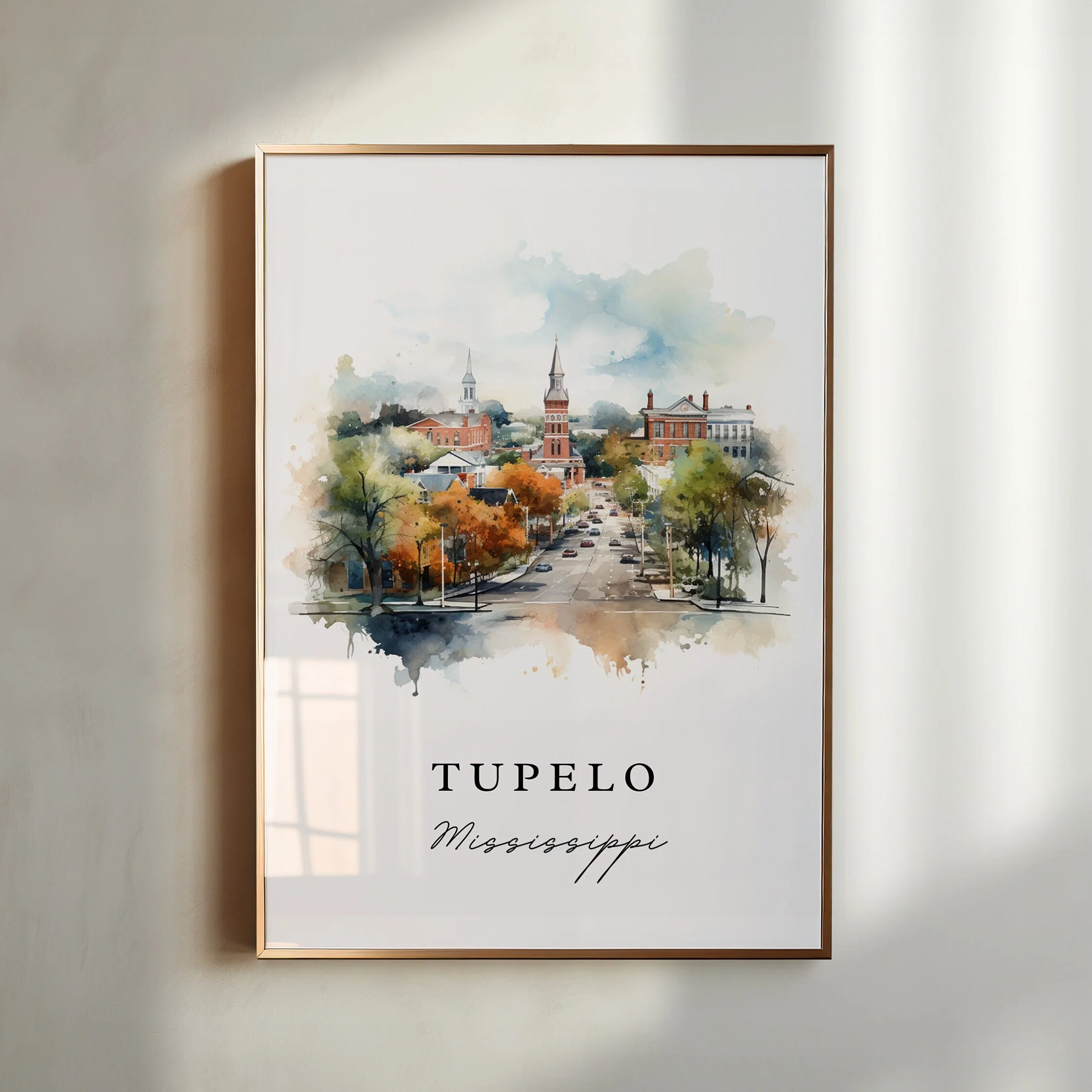 Tupelo, Mississippi – Watercolor Art Print