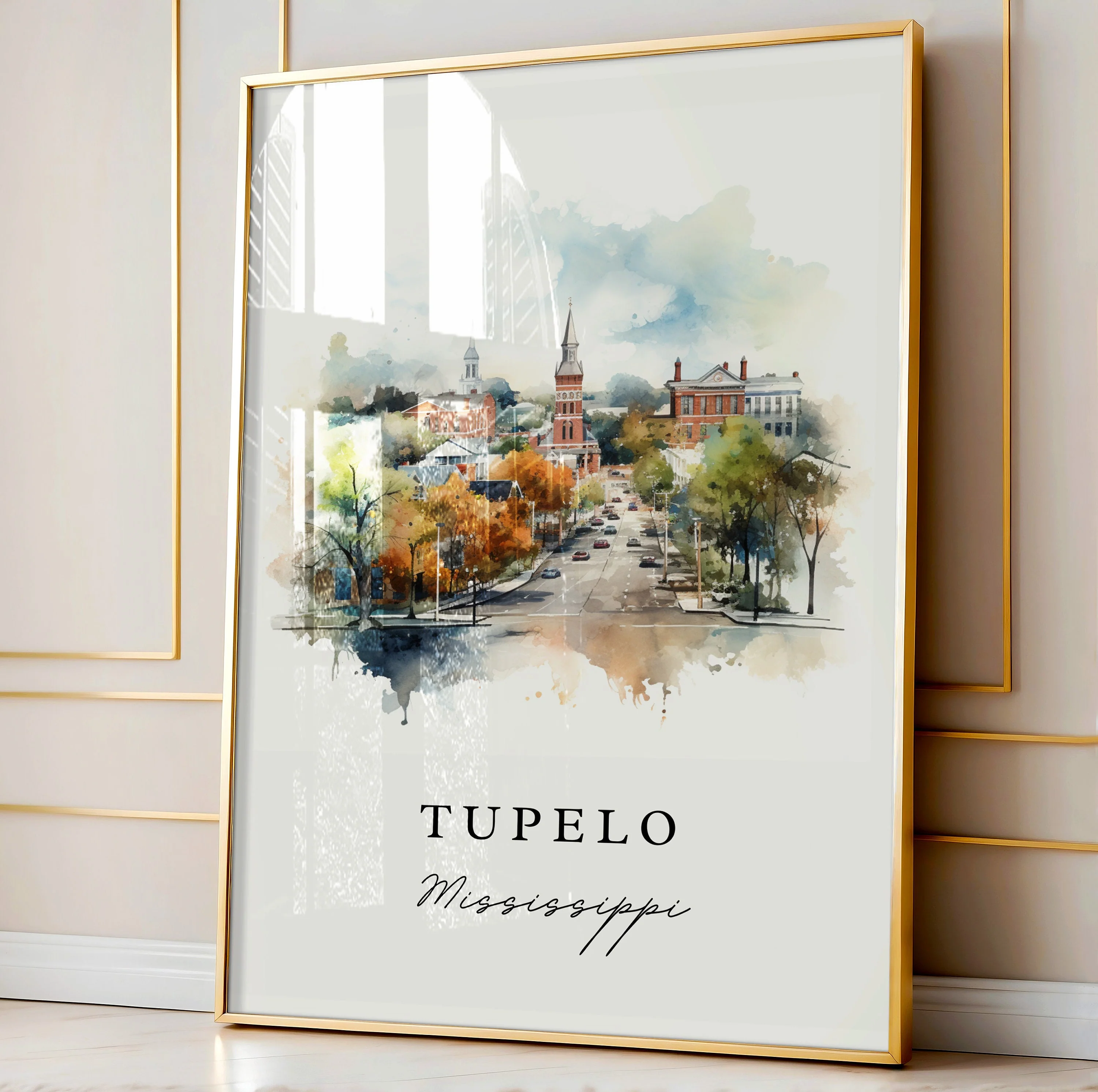 Tupelo, Mississippi – Watercolor Art Print - Image 4