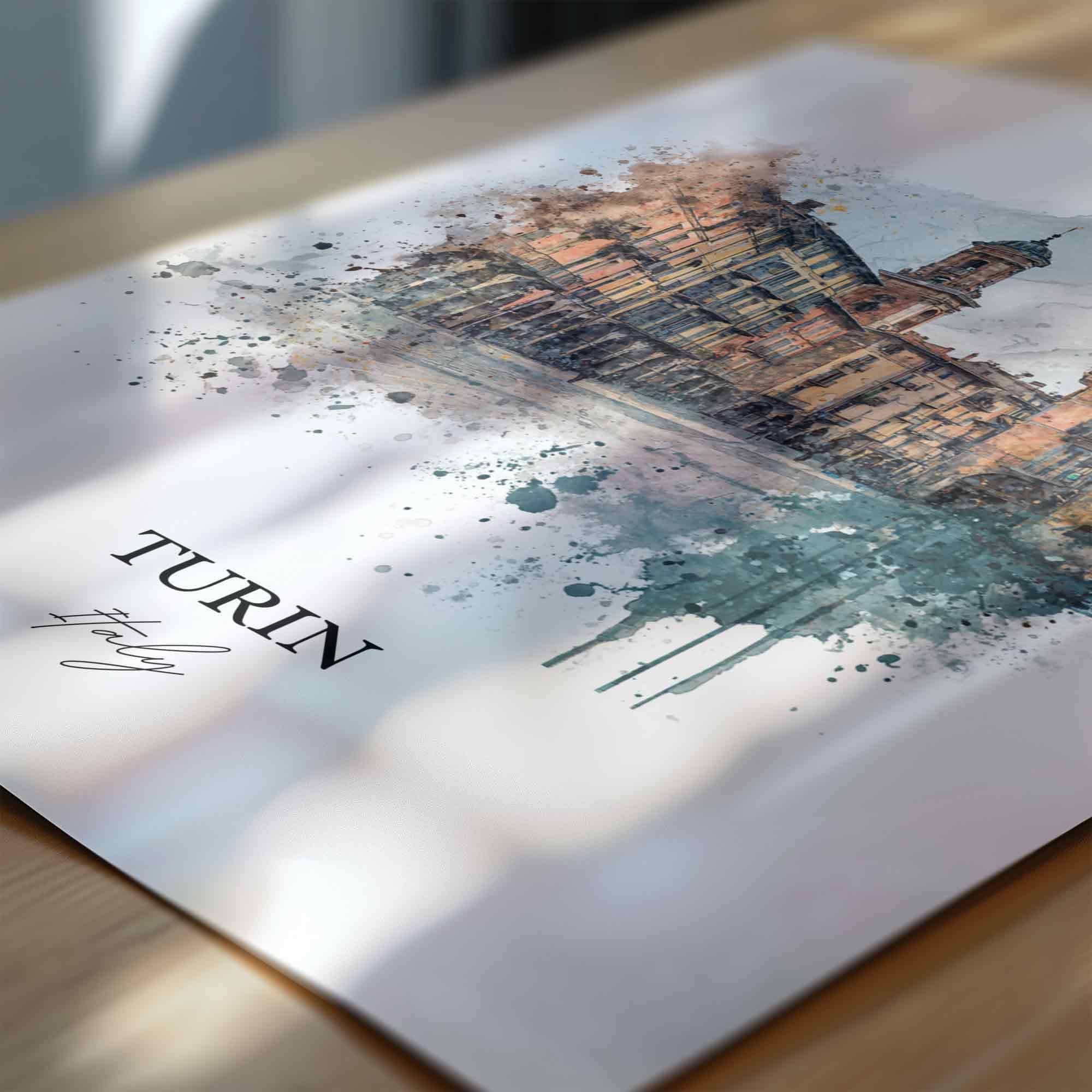 Turin, Italy – Watercolor Art Print - Image 2
