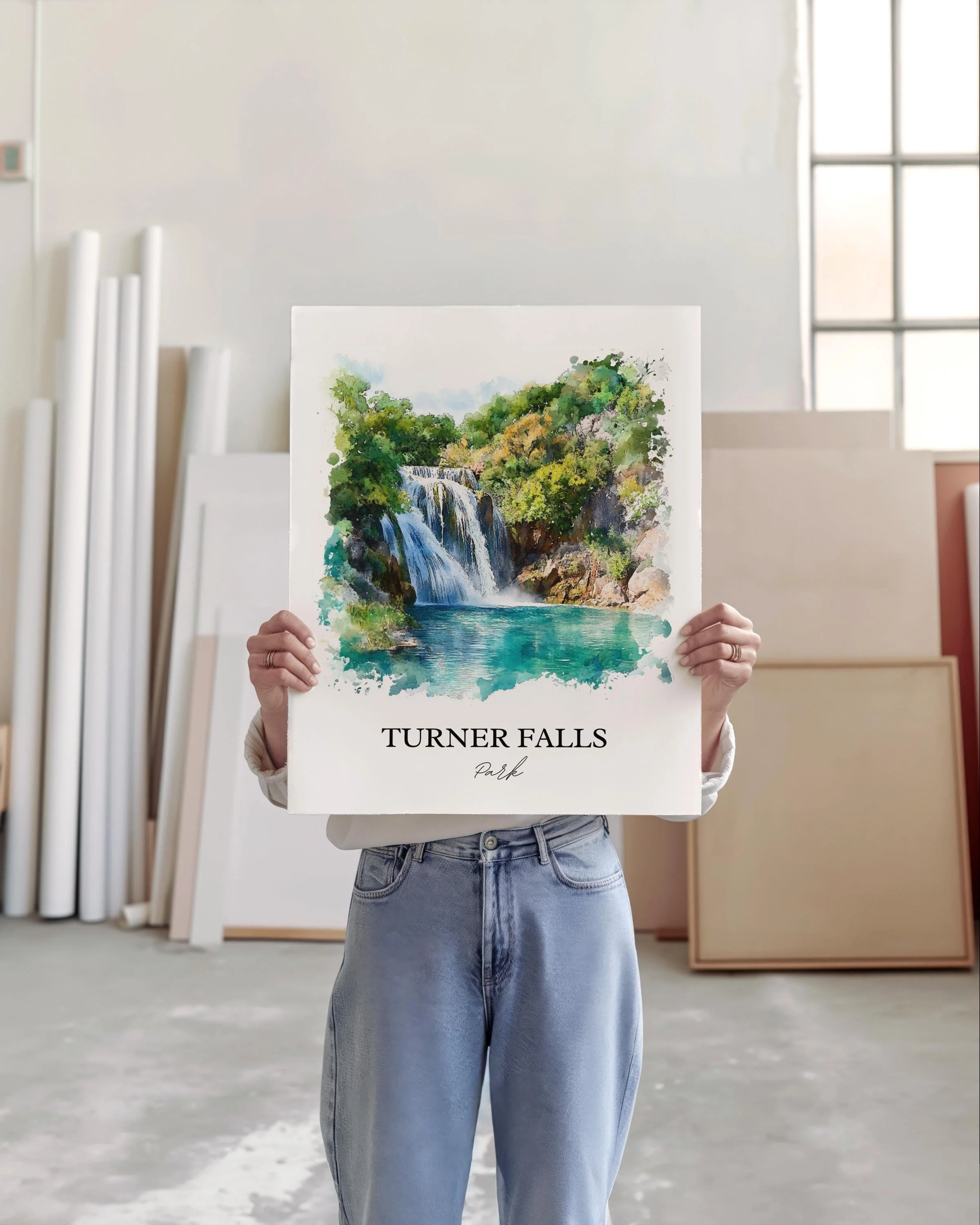 Turner Falls Park, Oklahoma, USA – Watercolor Art Print - Image 4