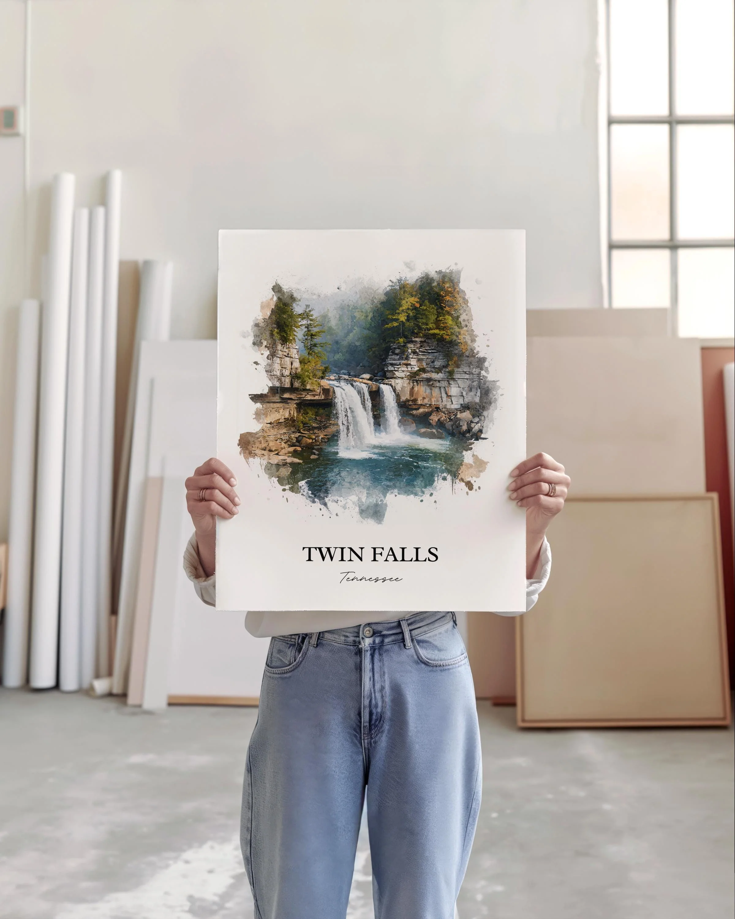 Twin Falls, Tennessee, USA – Watercolor Art Print - Image 3