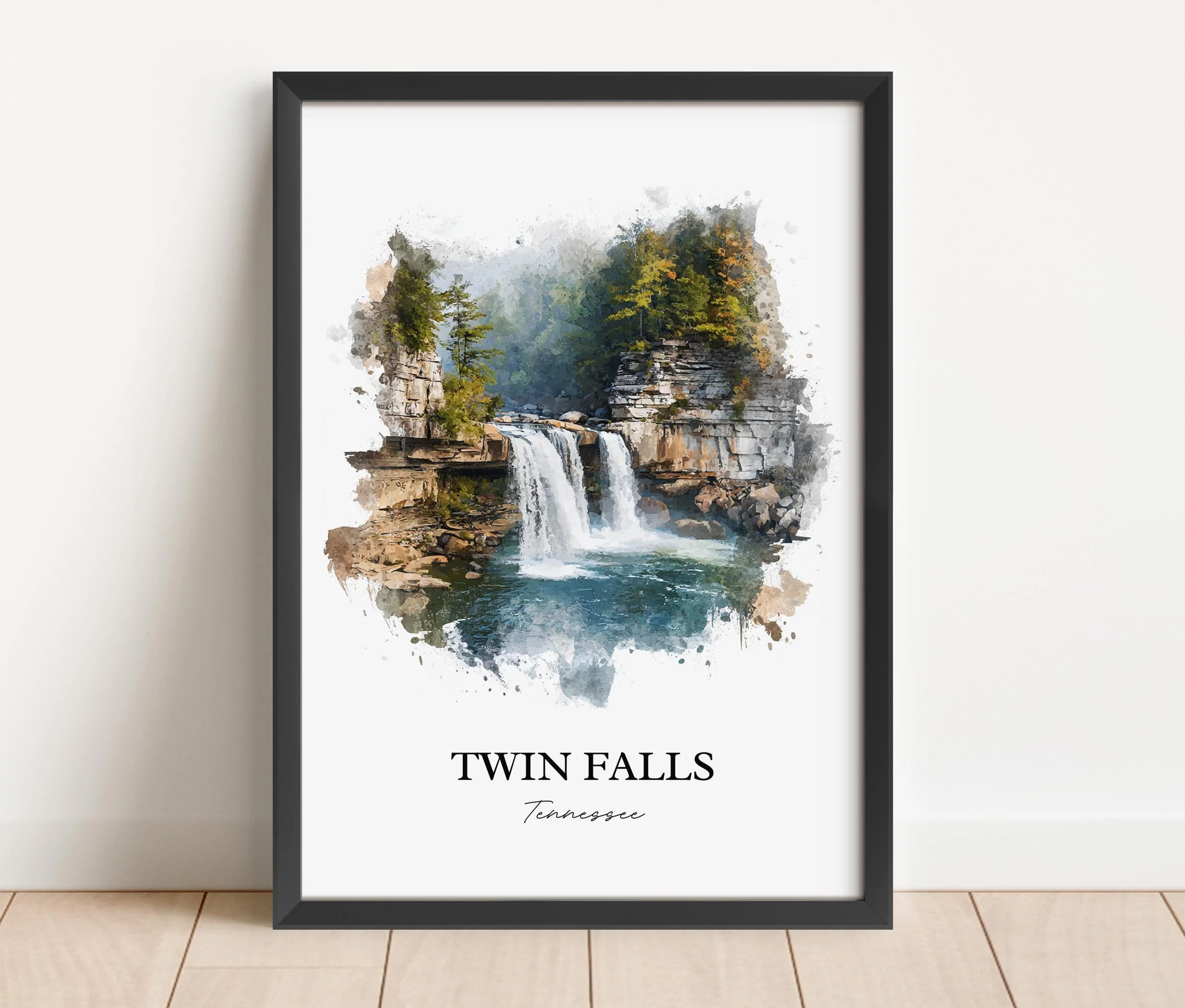 Twin Falls, Tennessee, USA – Watercolor Art Print - Image 6