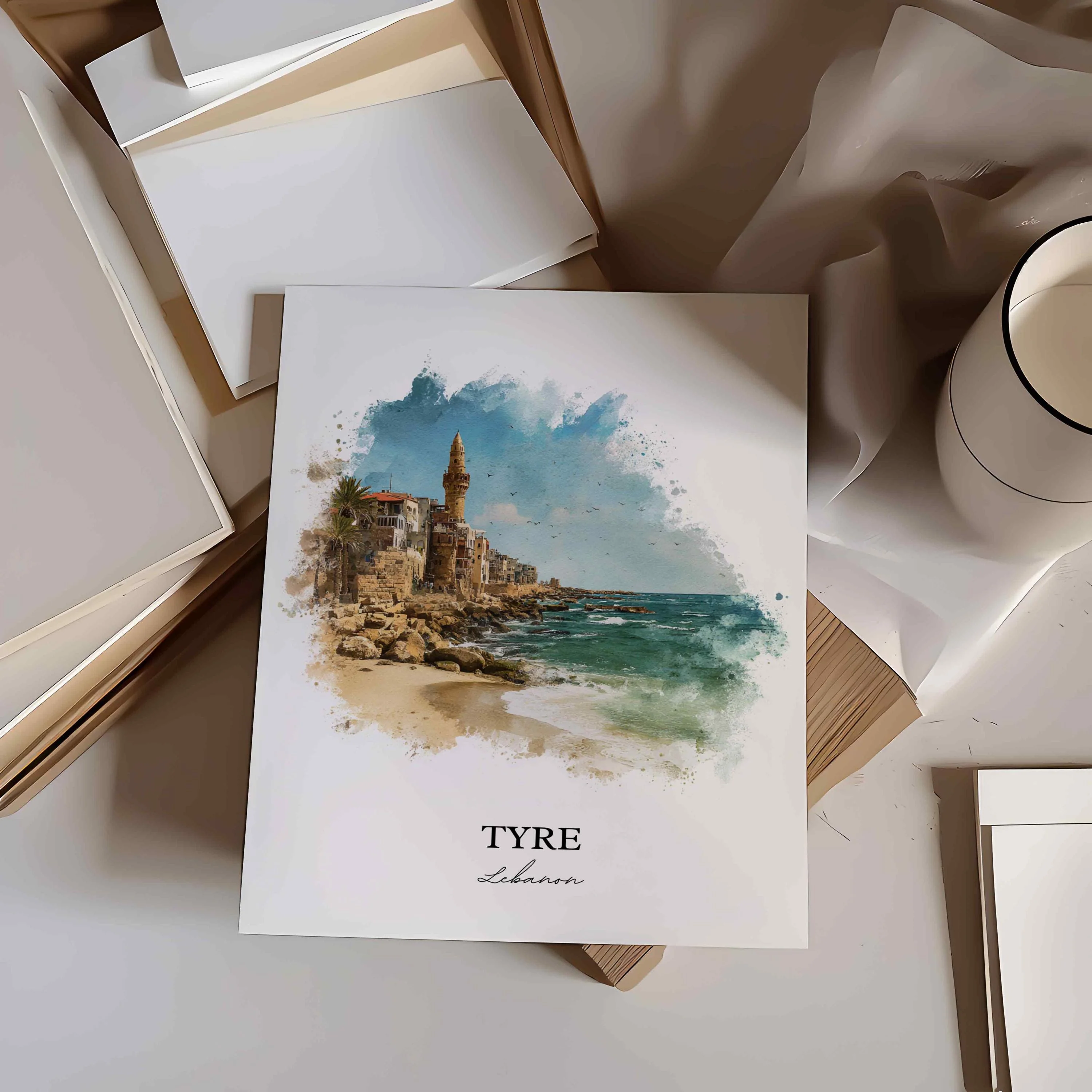 Tyre, Lebanon – Watercolor Art Print - Image 3