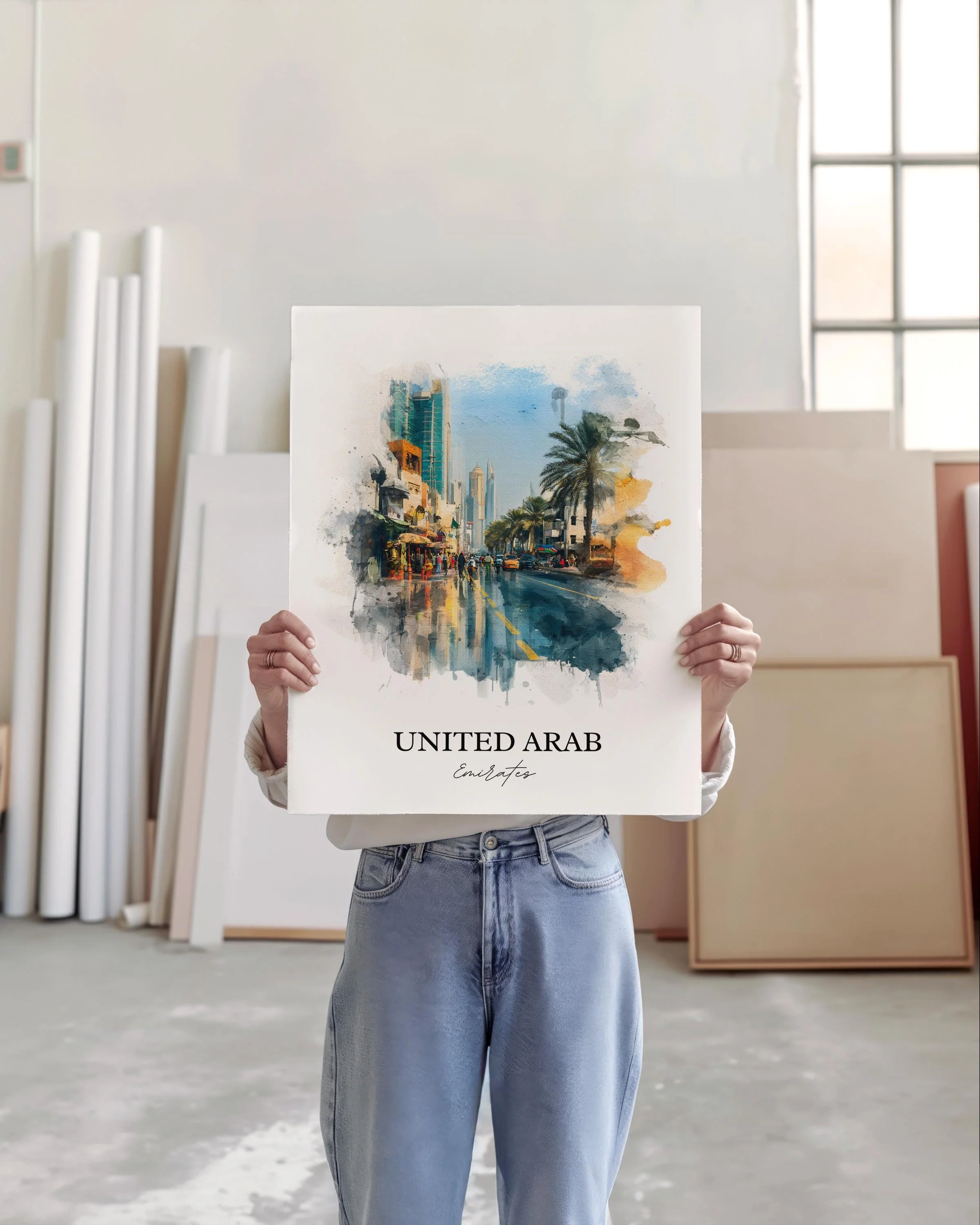 United Arab Emirates, UAE – Watercolor Art Print - Image 3