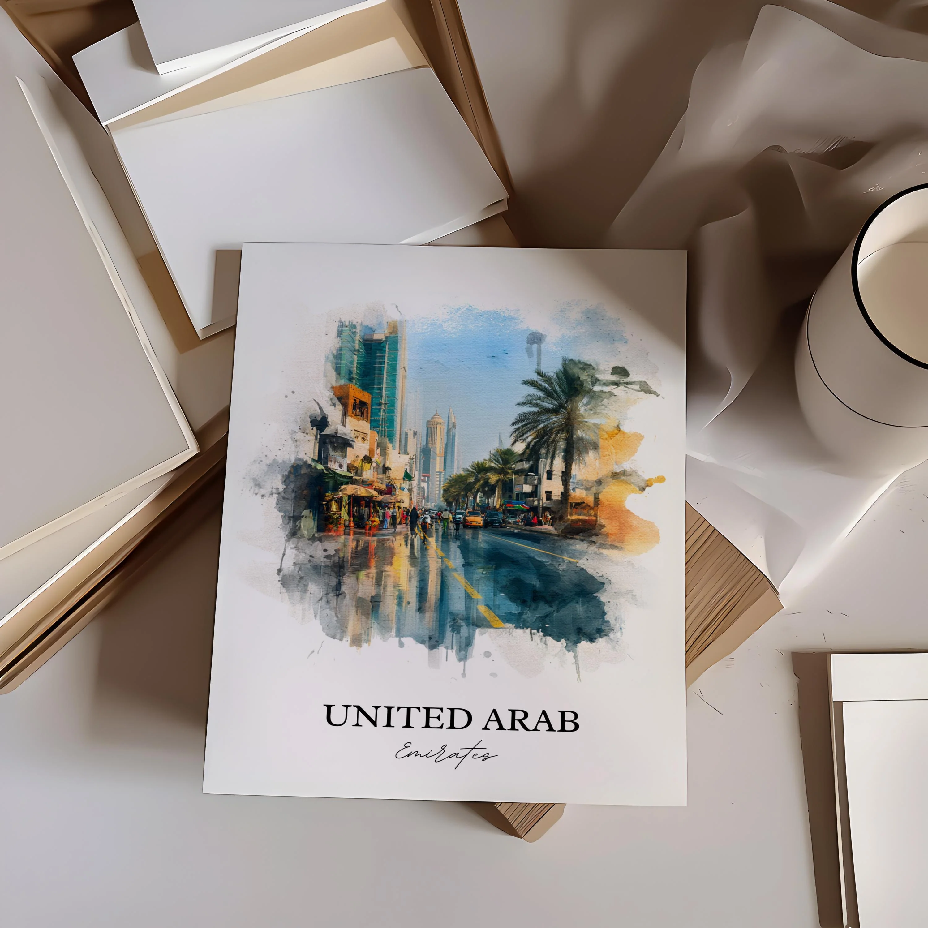 United Arab Emirates, UAE – Watercolor Art Print - Image 4