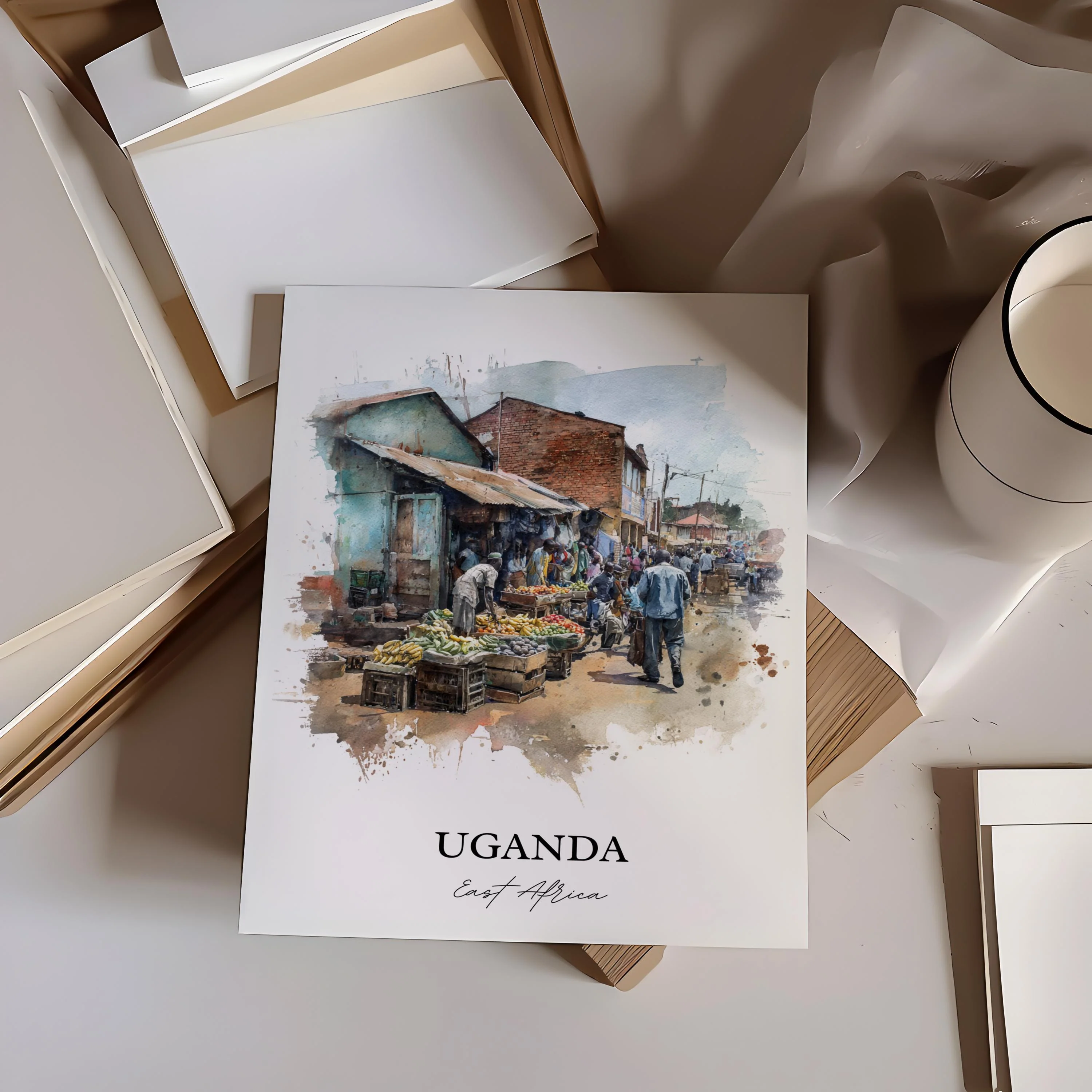 Uganda, Africa – Watercolor Art Print - Image 6