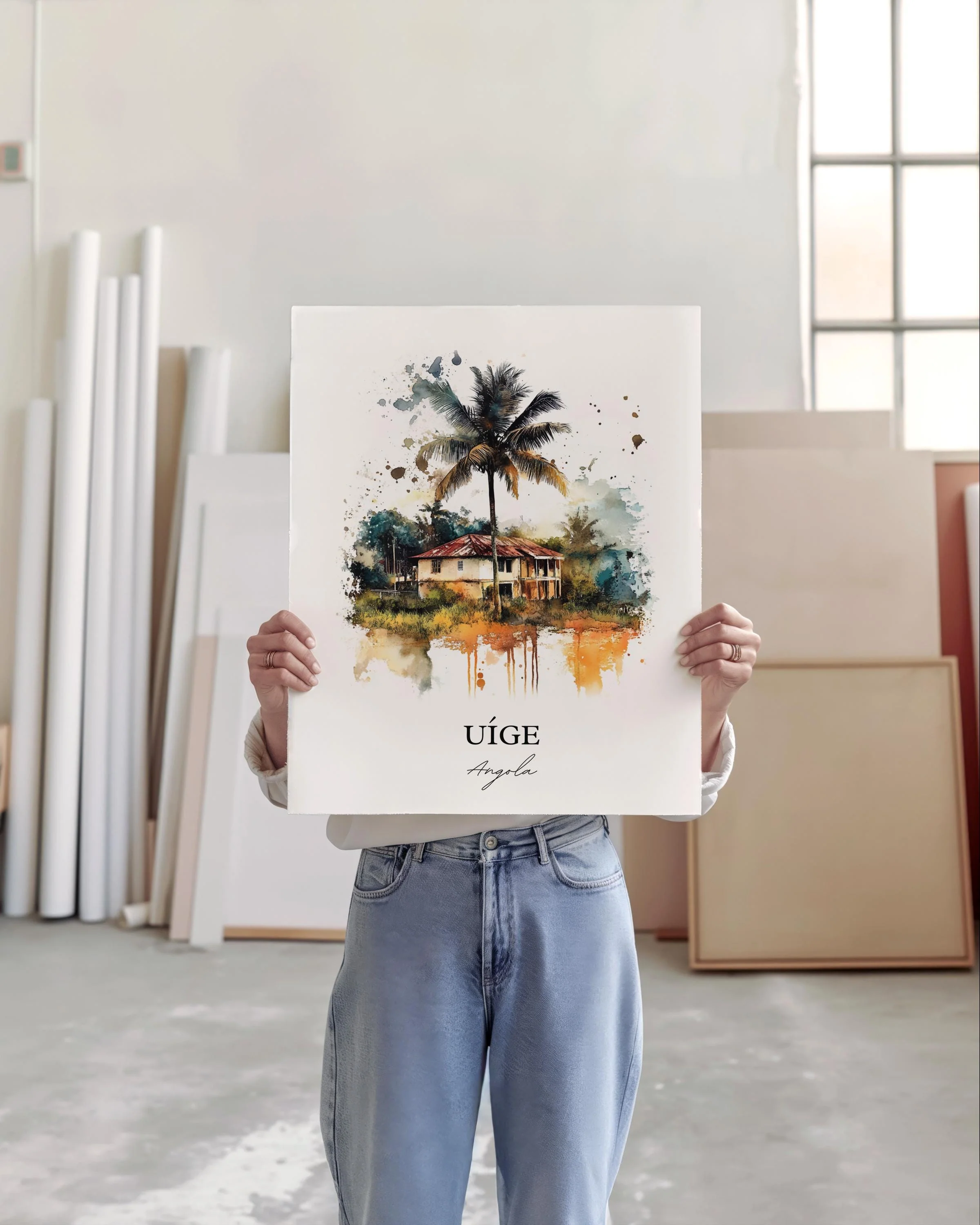 Uíge, Angola – Watercolor Art Print - Image 3