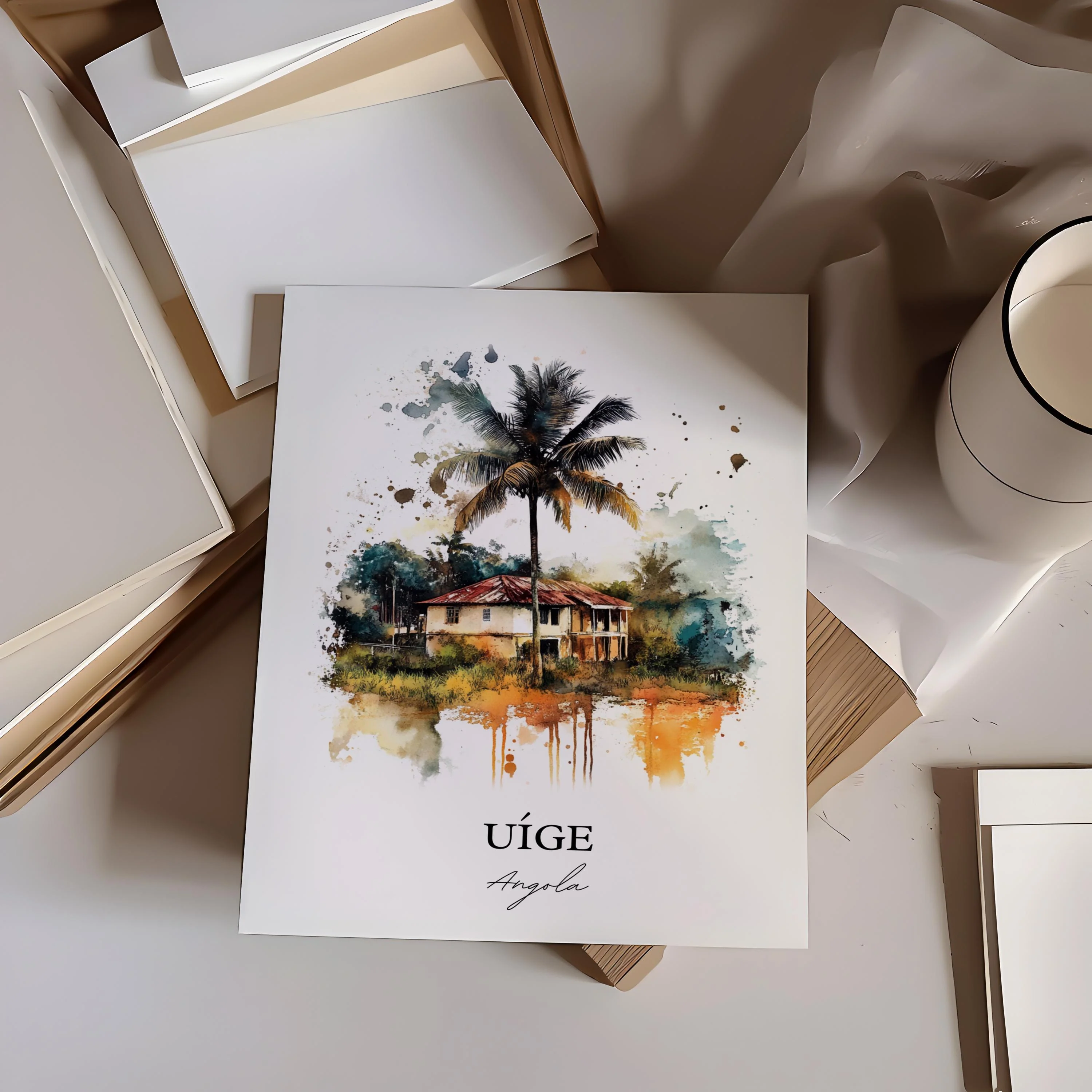 Uíge, Angola – Watercolor Art Print - Image 4