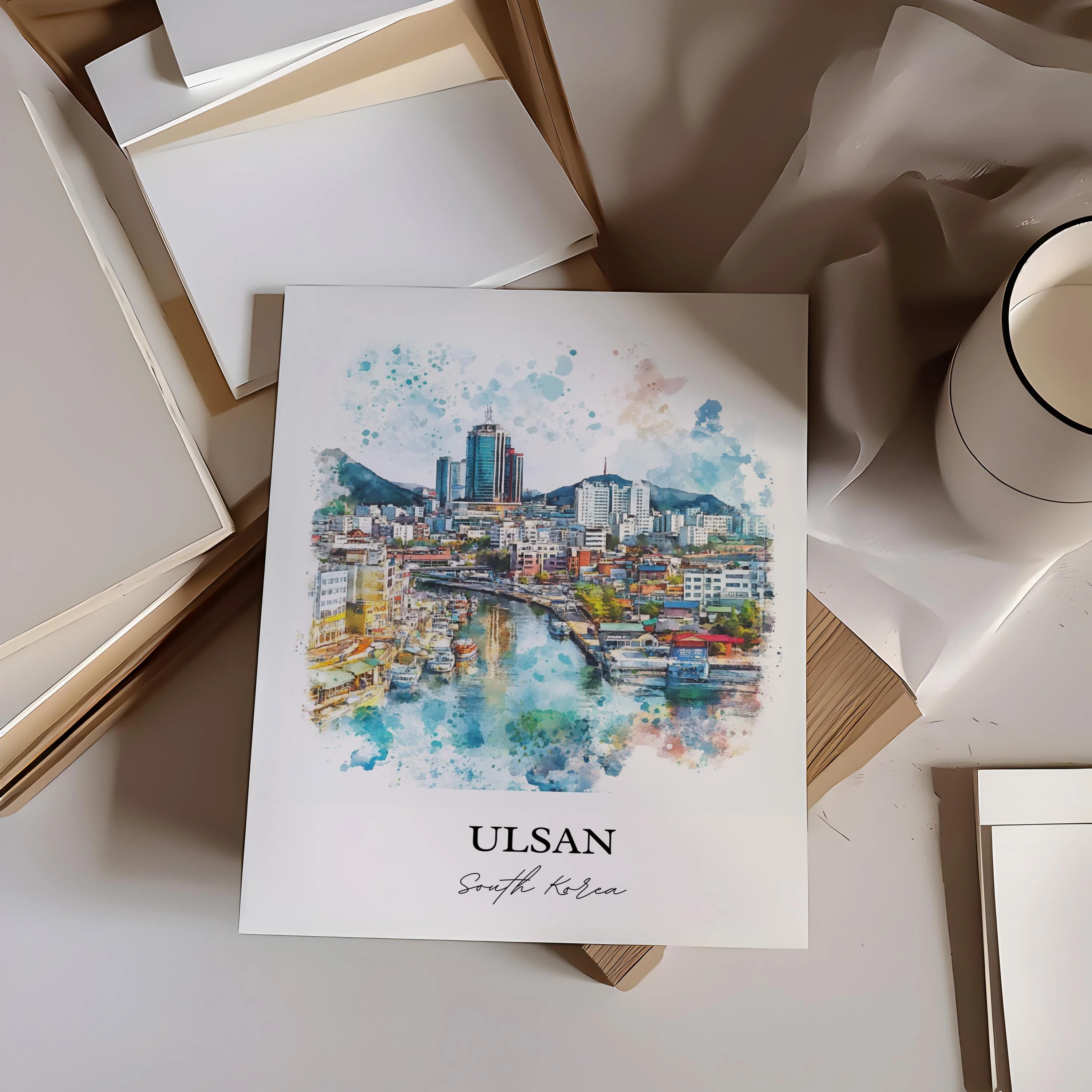 Ulsan, South Korea – Watercolor Art Print - Image 6