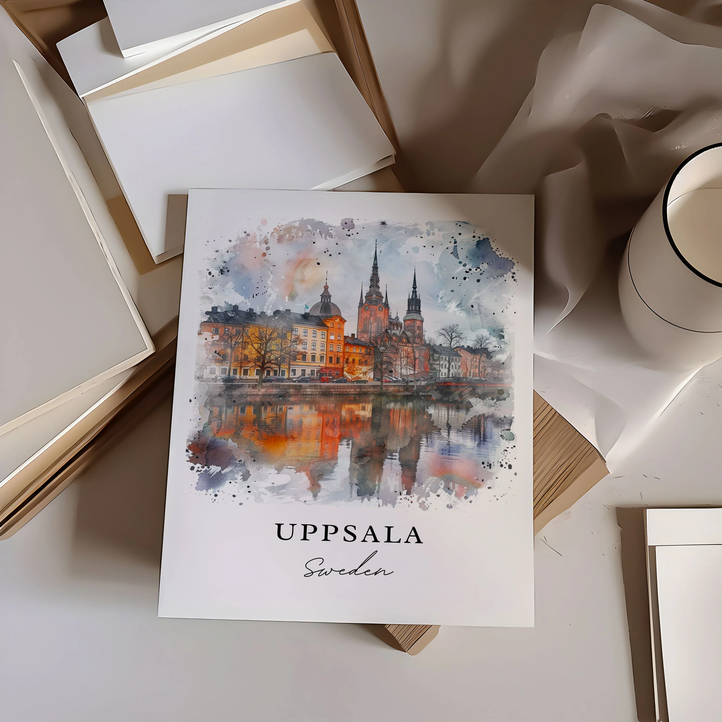 Uppsala, Sweden – Watercolor Art Print - Image 3