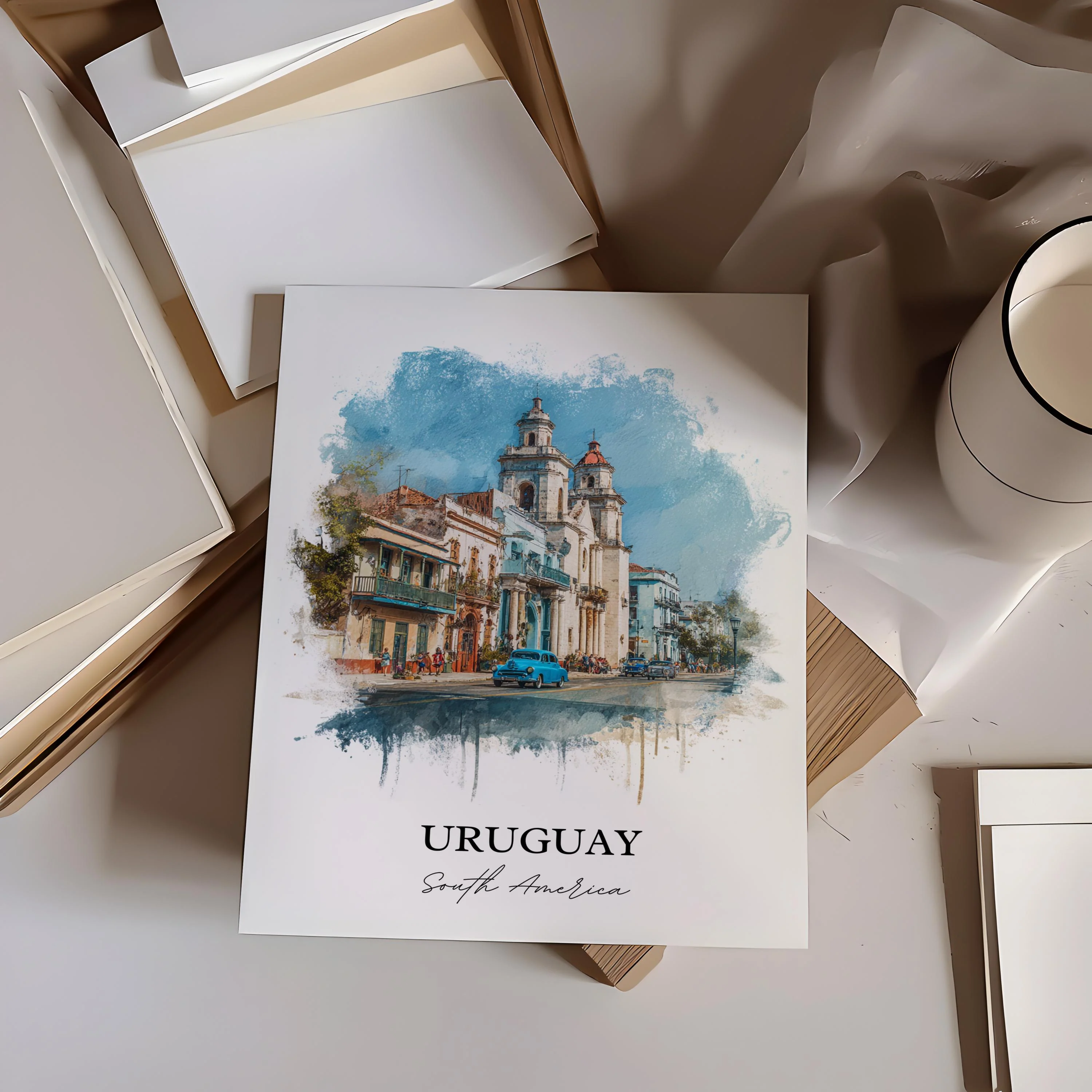 Uruguay, South America – Watercolor Art Print - Image 4