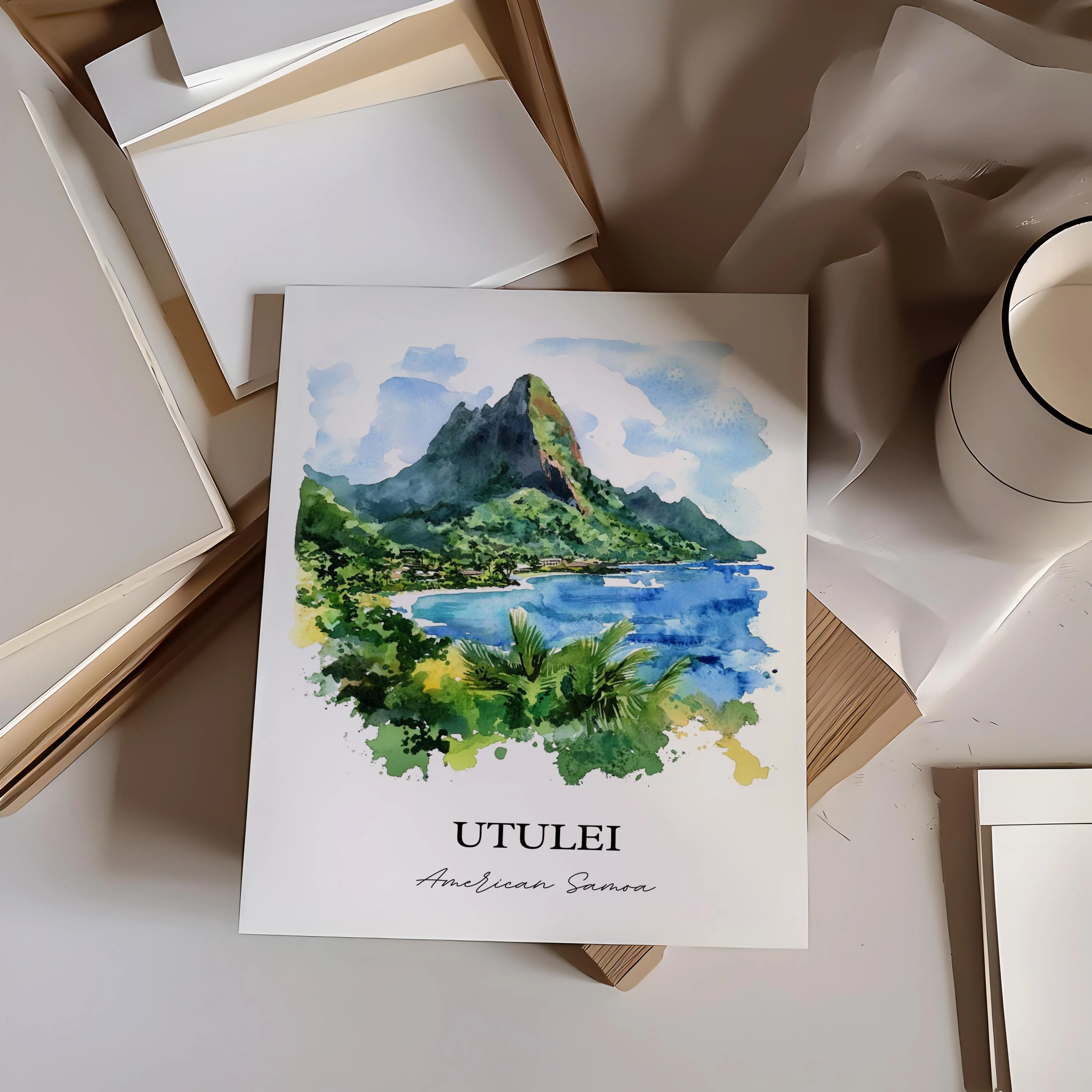 Utulei, American Samoa – Watercolor Art Print - Image 5