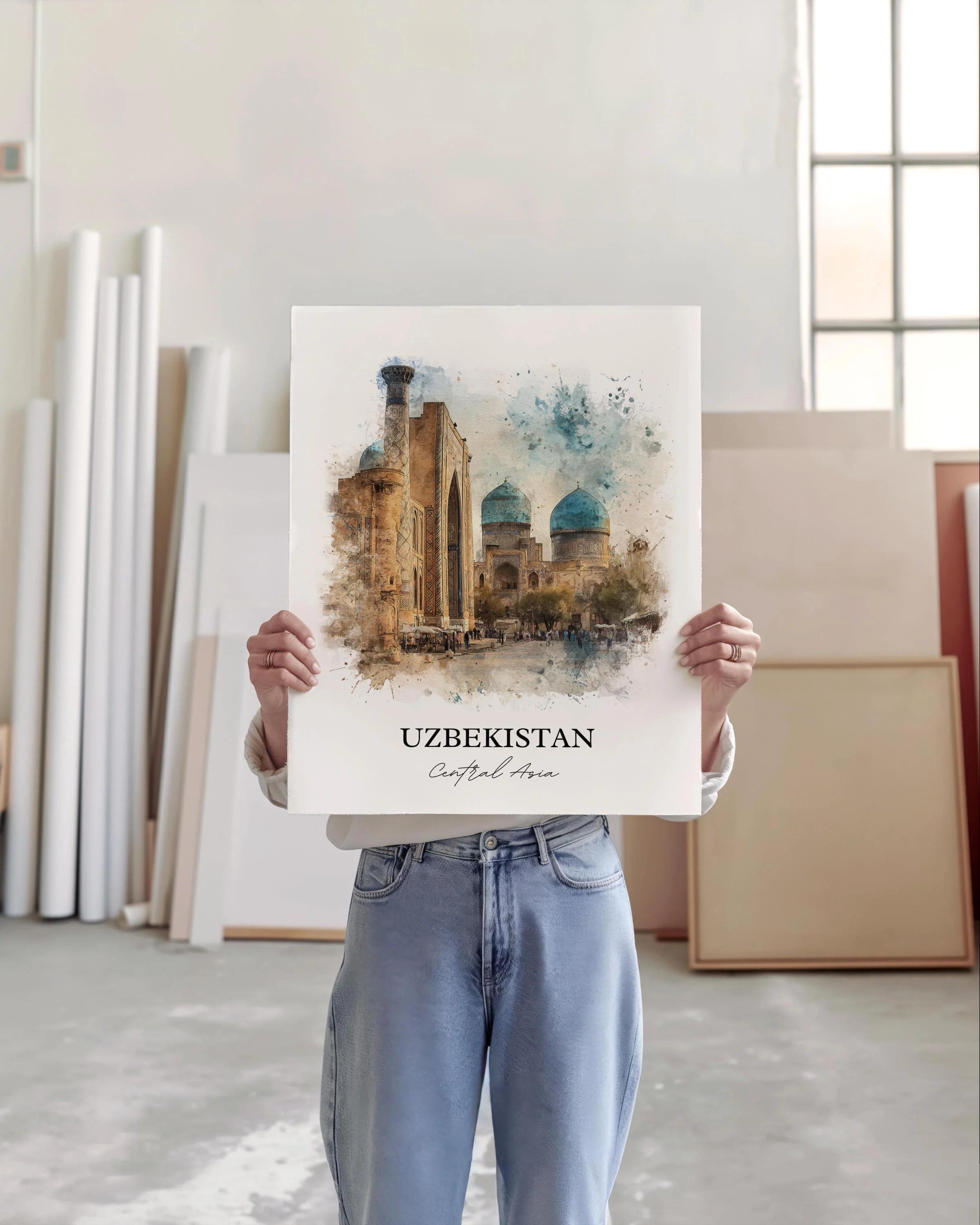 Uzbekistan, Uzbekistan – Watercolor Art Print - Image 3
