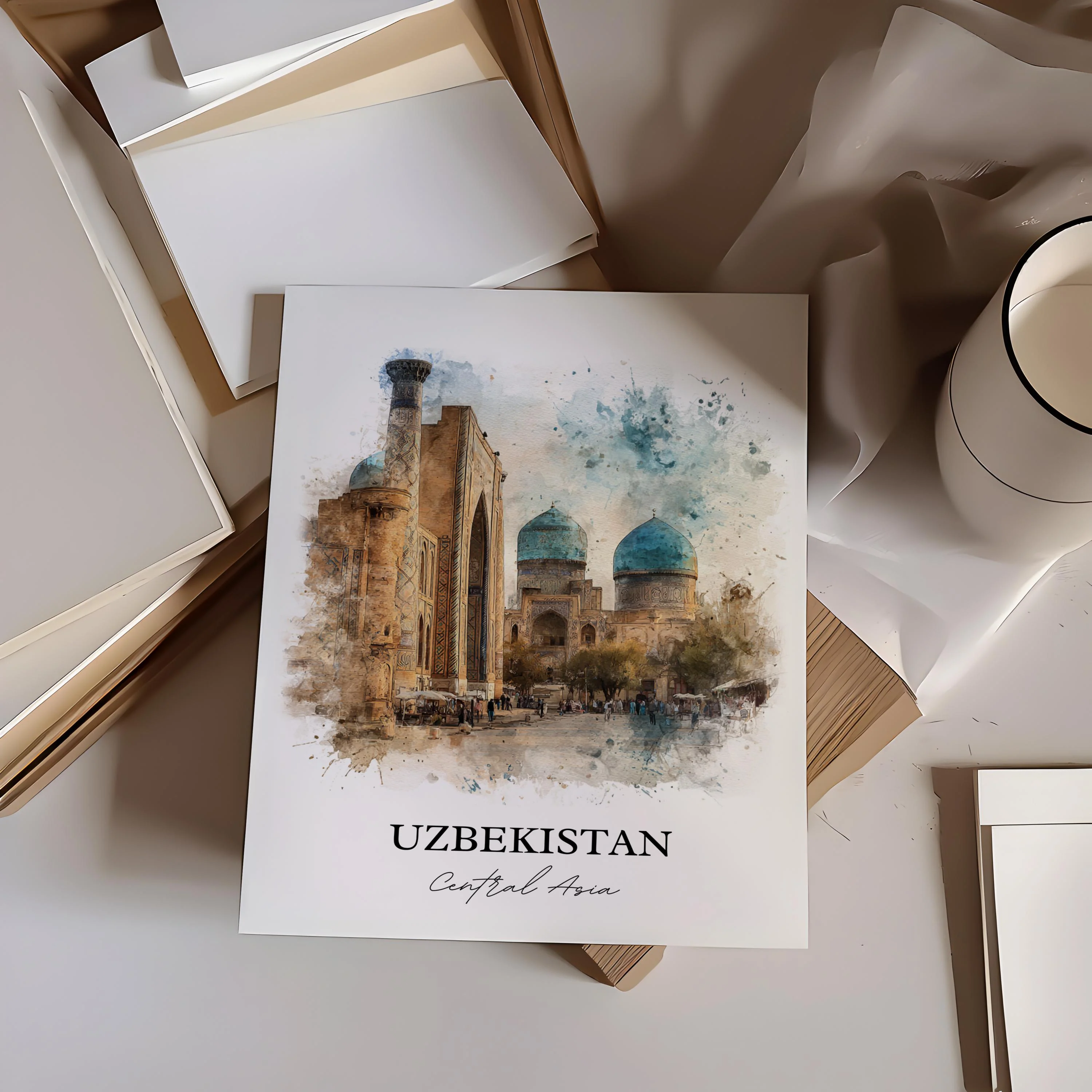 Uzbekistan, Uzbekistan – Watercolor Art Print - Image 4