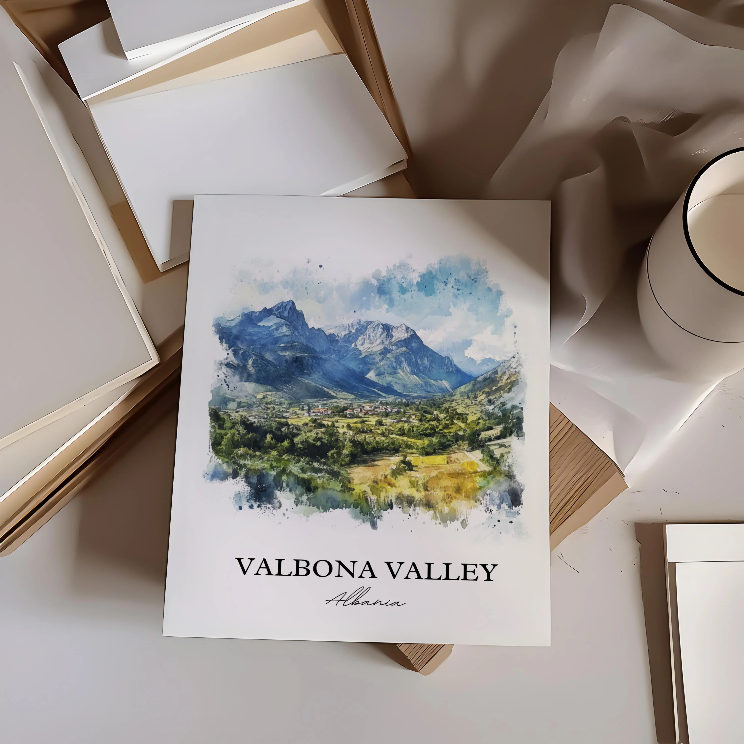 Valbona Valley, Albania – Watercolor Art Print - Image 6