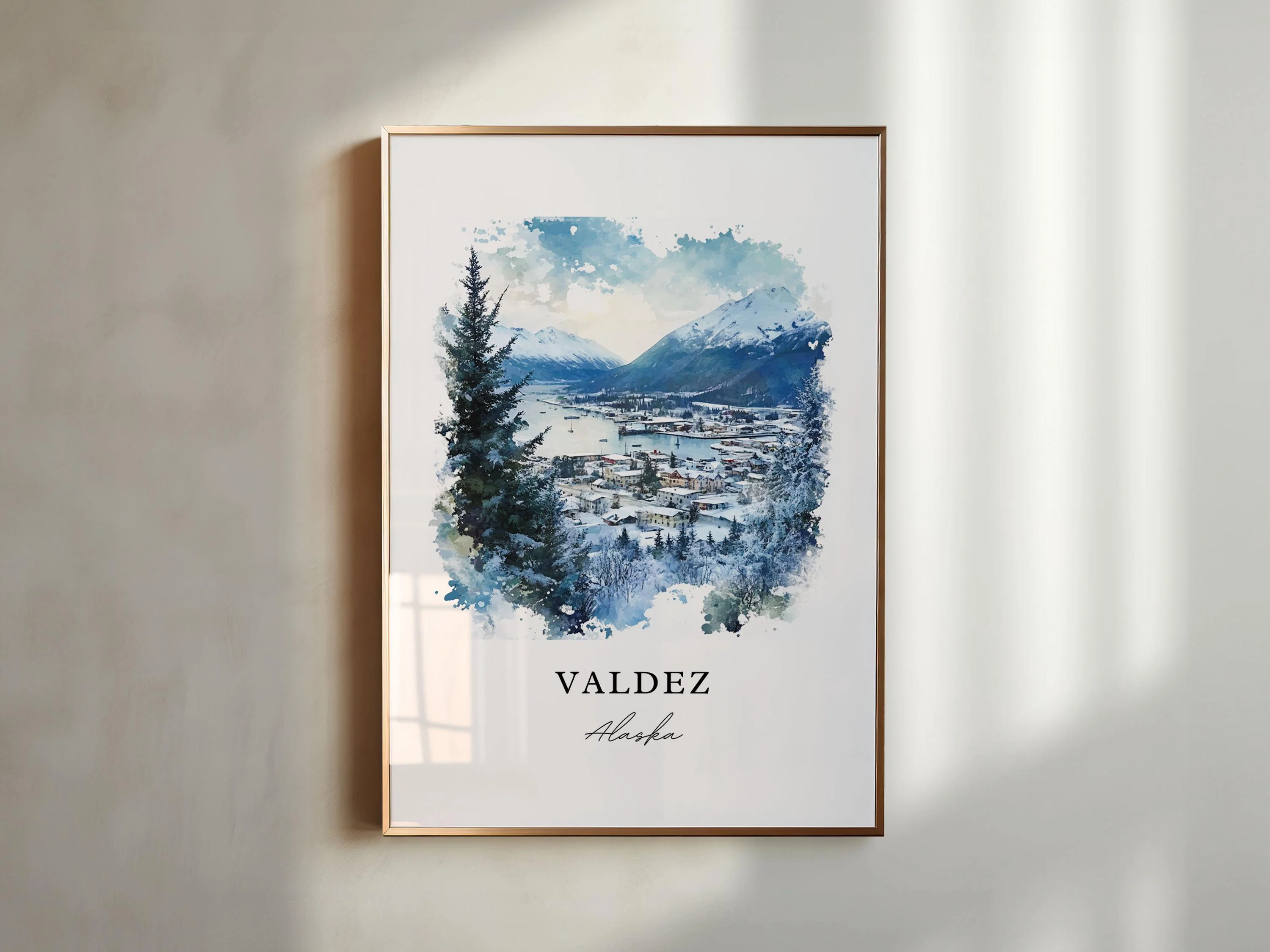 Valdez, Alaska, Alaska – Watercolor Art Print - Image 4