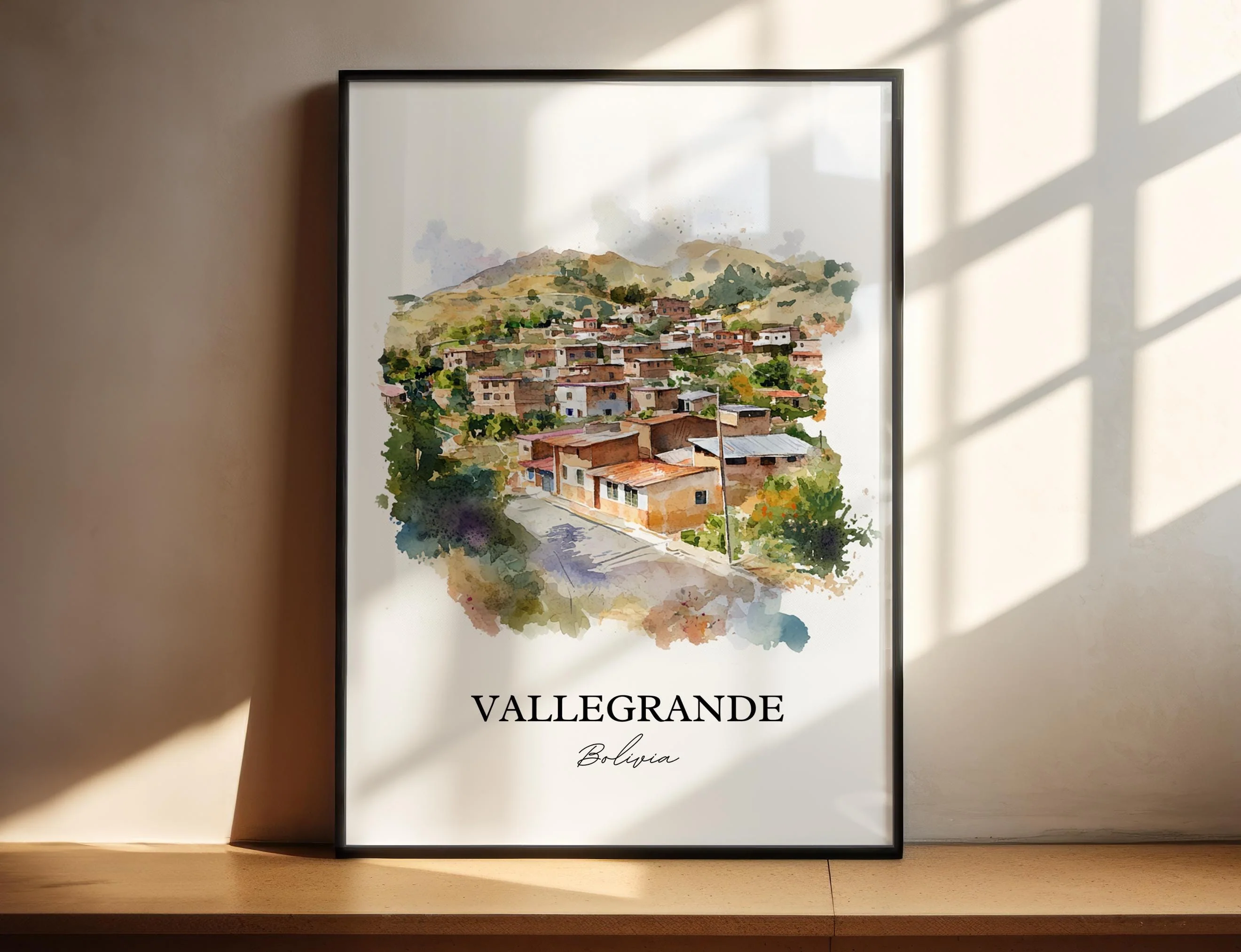 Vallegrande, Bolivia – Watercolor Art Print