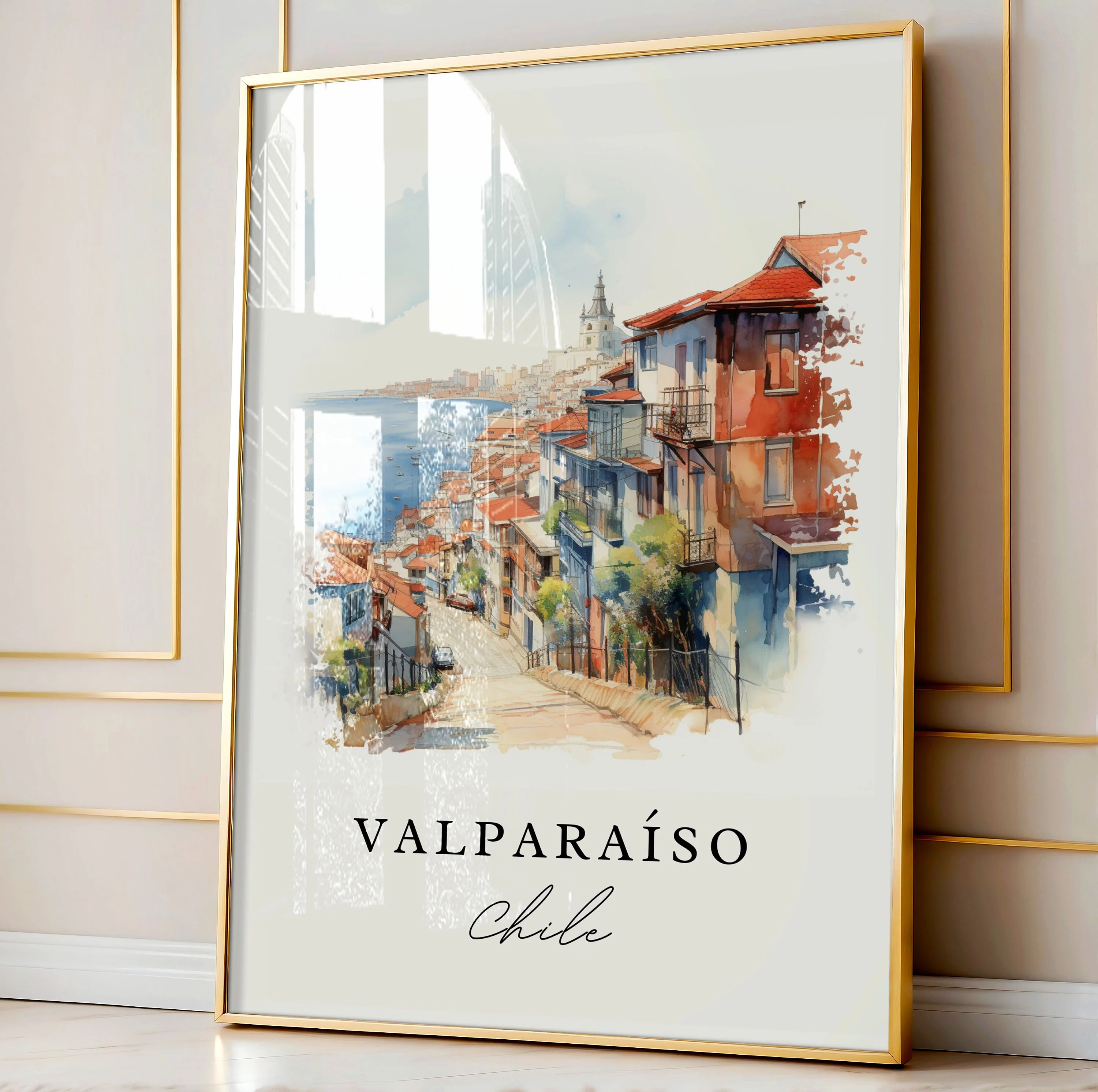 Valparaíso, Chile – Watercolor Art Print - Image 3