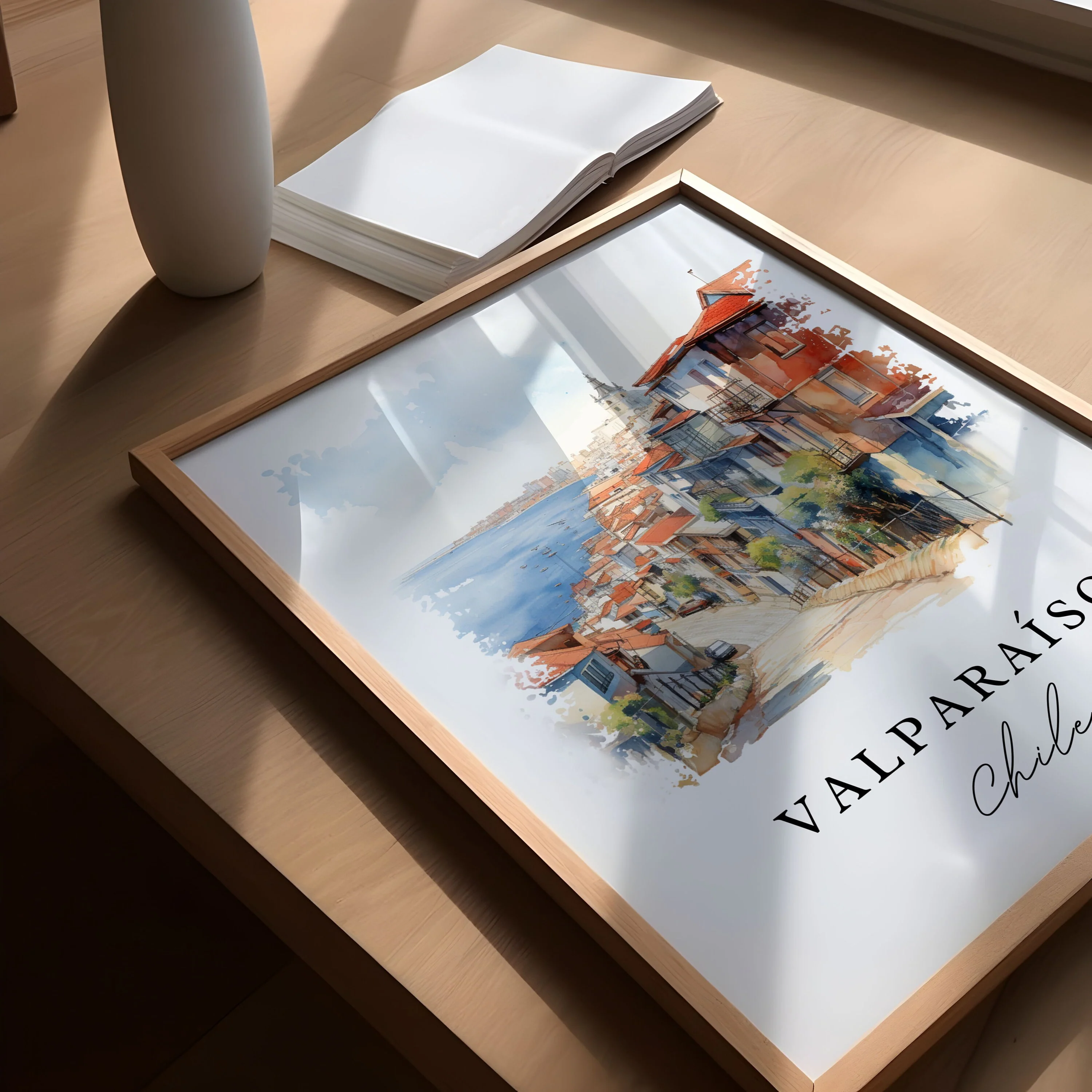 Valparaíso, Chile – Watercolor Art Print - Image 4