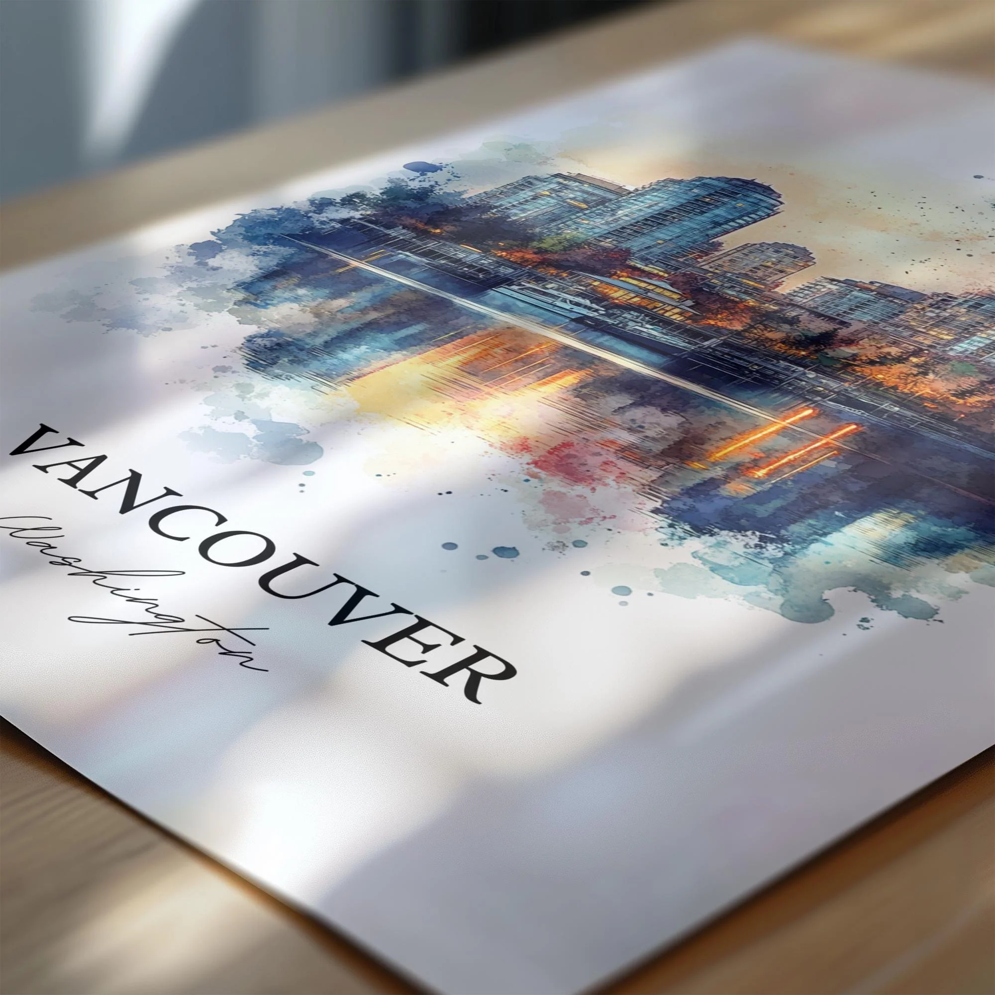 Vancouver, USA – Watercolor Art Print of Columbia River, Washington - Image 2