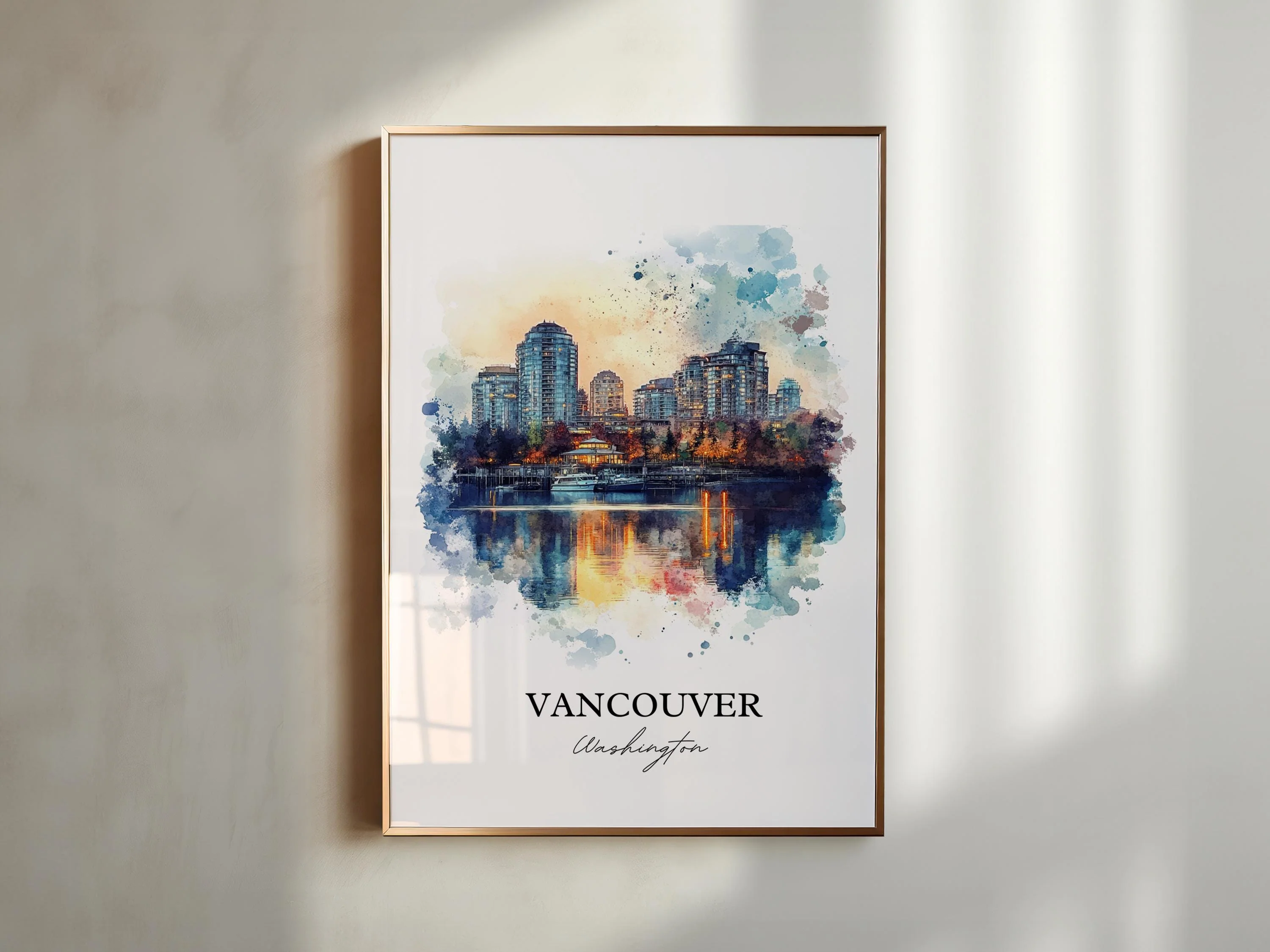 Vancouver, USA – Watercolor Art Print of Columbia River, Washington - Image 5