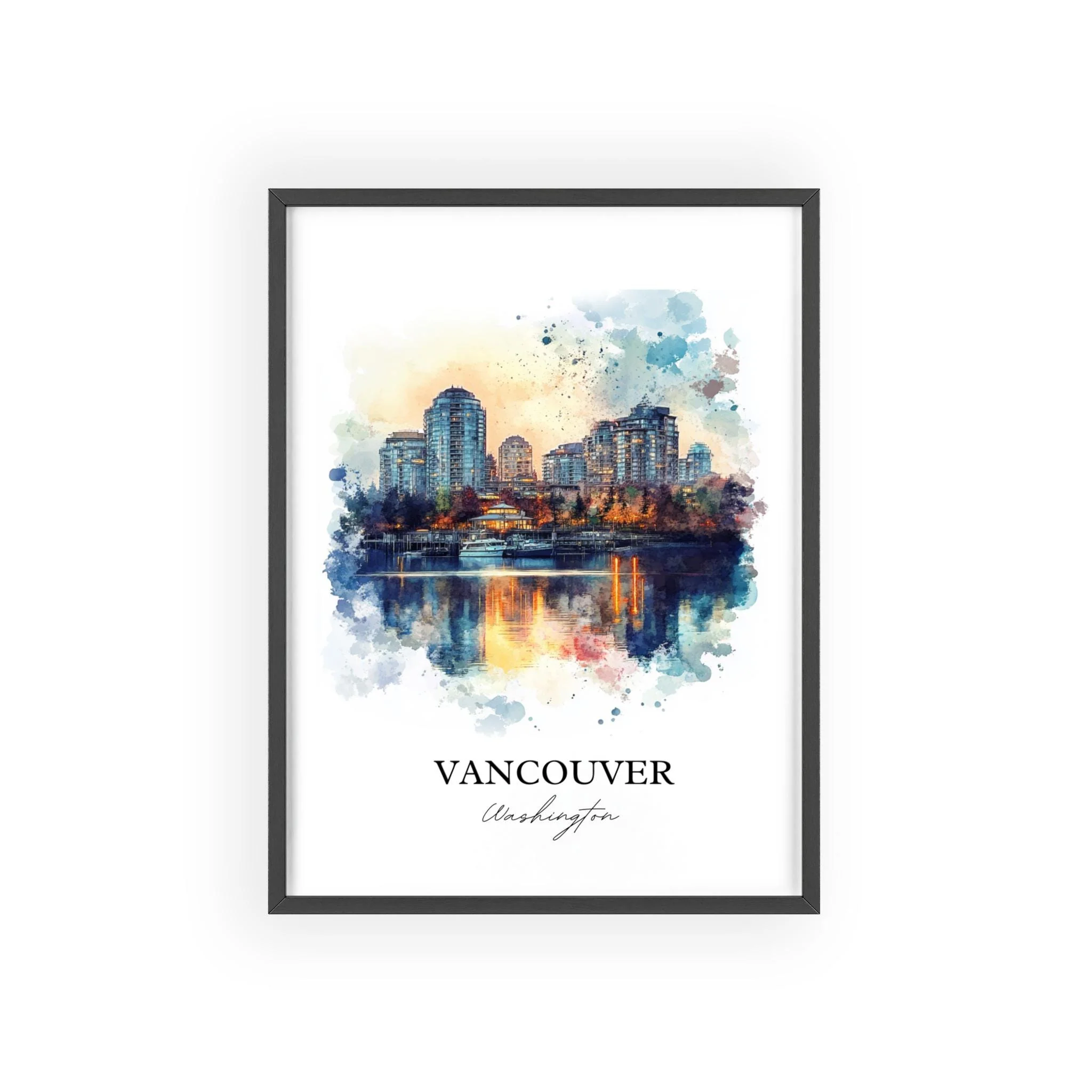 Vancouver, USA – Watercolor Art Print of Columbia River, Washington - Image 7