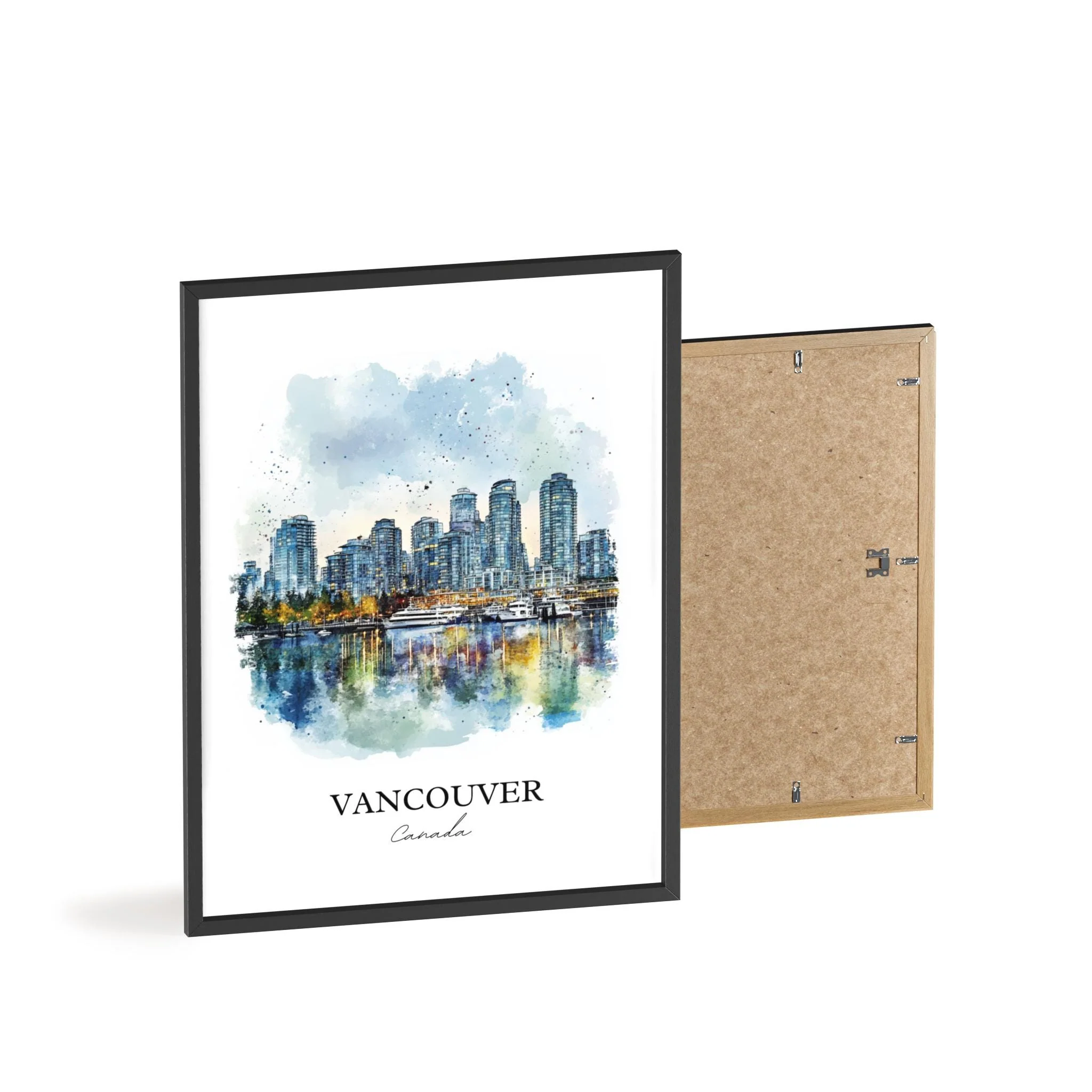 Vancouver, Canada – Watercolor Art Print of Vancouver Skyline - Image 8