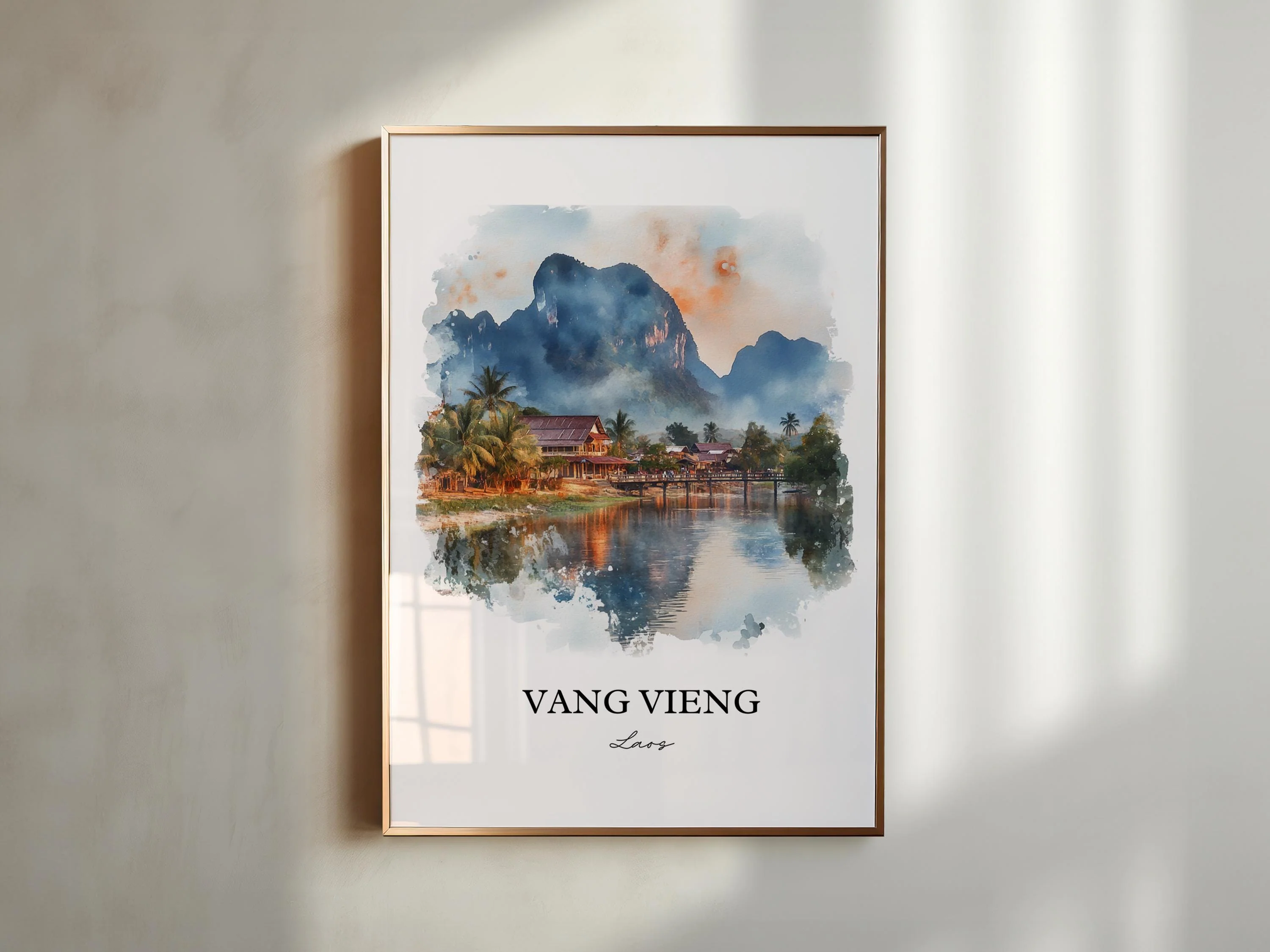Vang Vieng, Laos – Watercolor Art Print - Image 5