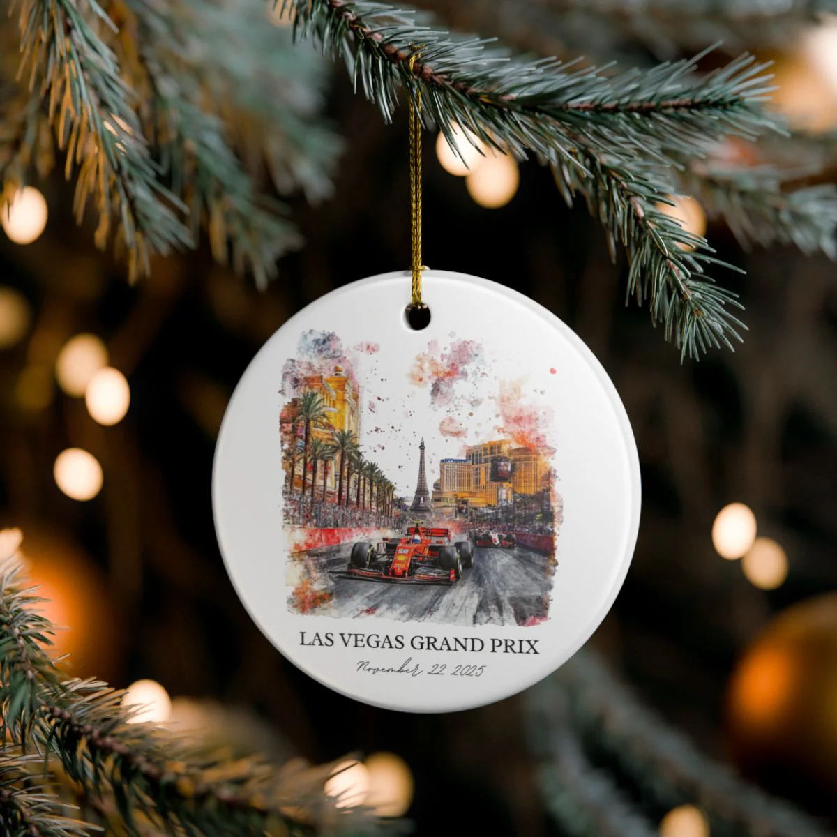 Vegas F1 Ornament: Unique F1 Las Vegas Souvenir, Vegas Strip F1 Xmas Decor, and Formula 1 Enthusiast Christmas Gift - Image 3