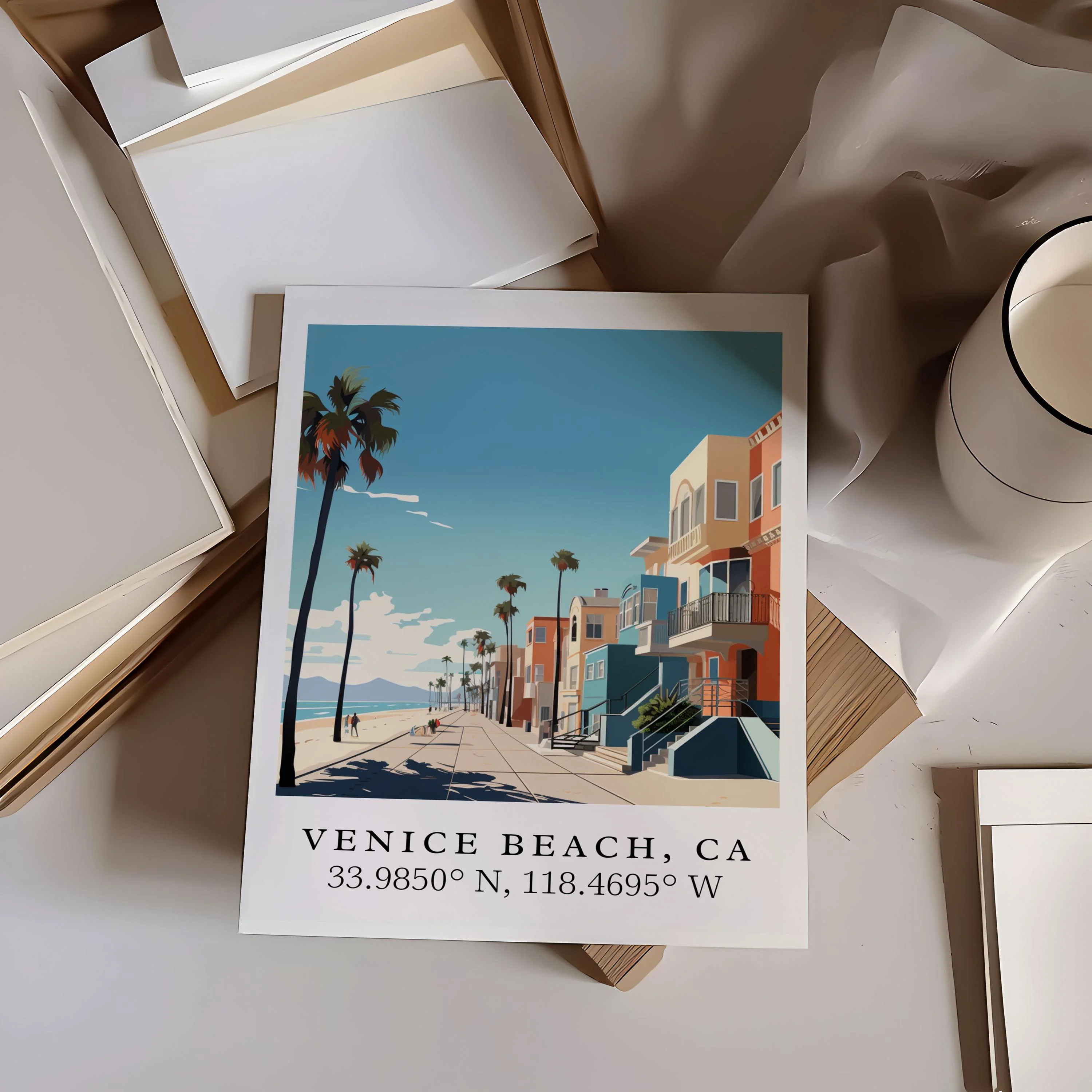 Venice Beach, California – Watercolor Art Print - Image 2