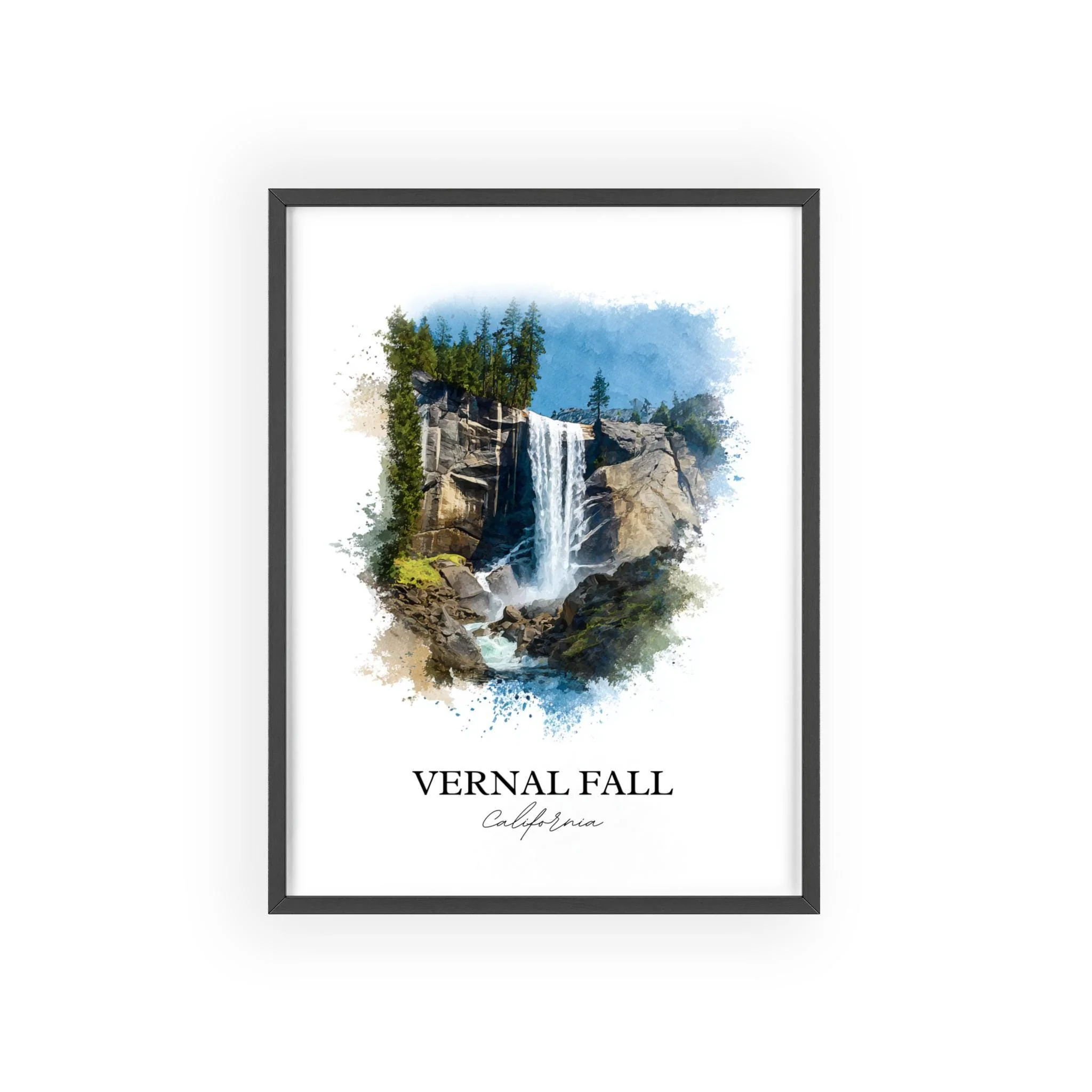 Vernal Falls, Yosemite National Park, USA – Watercolor Art Print - Image 7