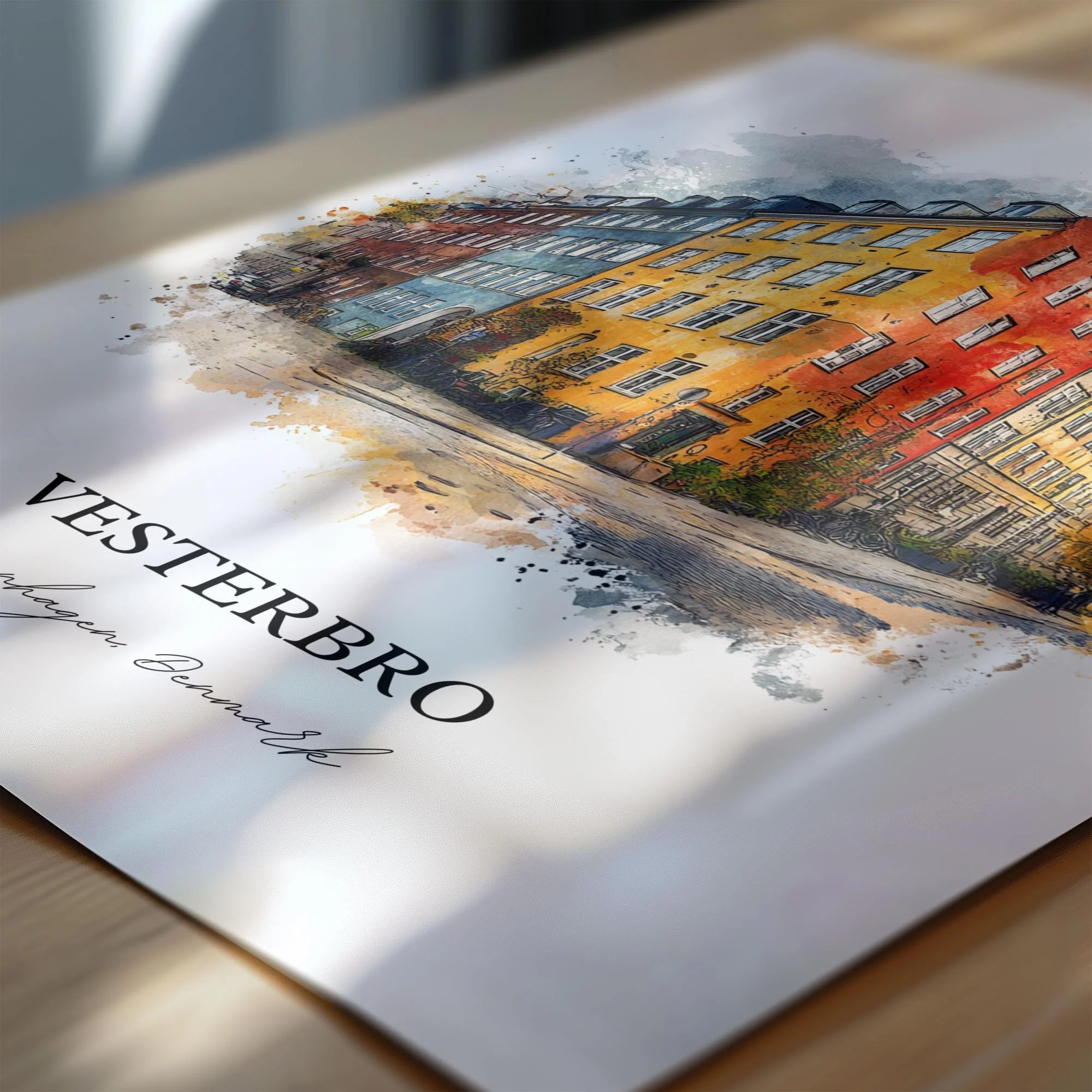 Vesterbro, Denmark – Watercolor Art Print - Image 2
