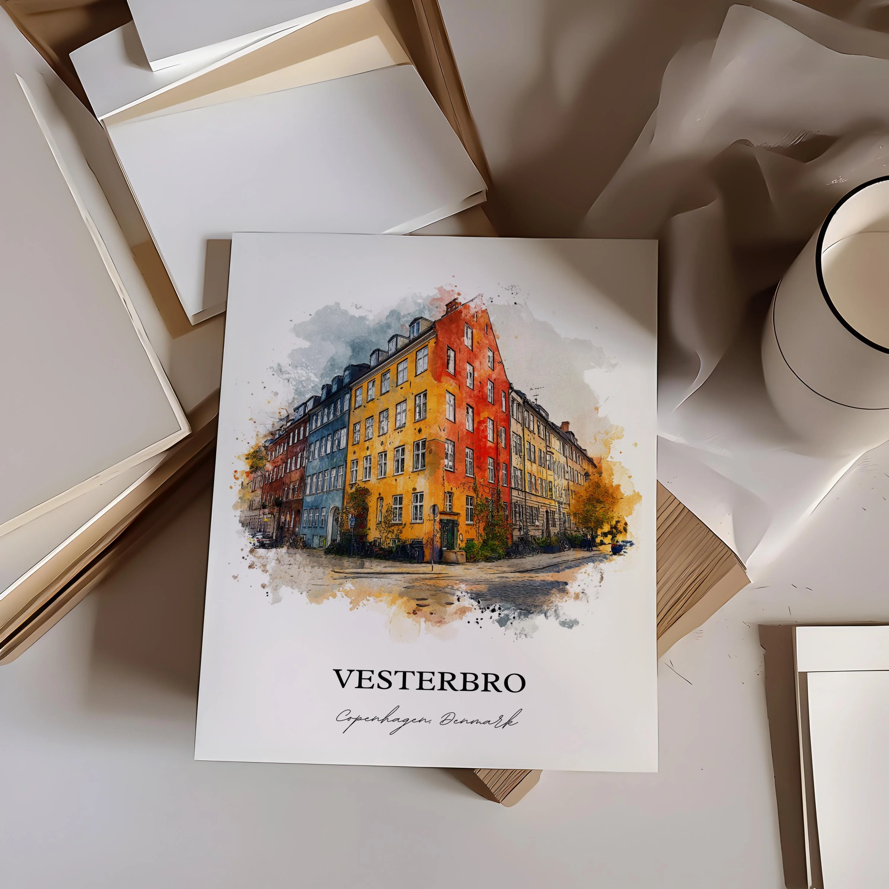 Vesterbro, Denmark – Watercolor Art Print - Image 3