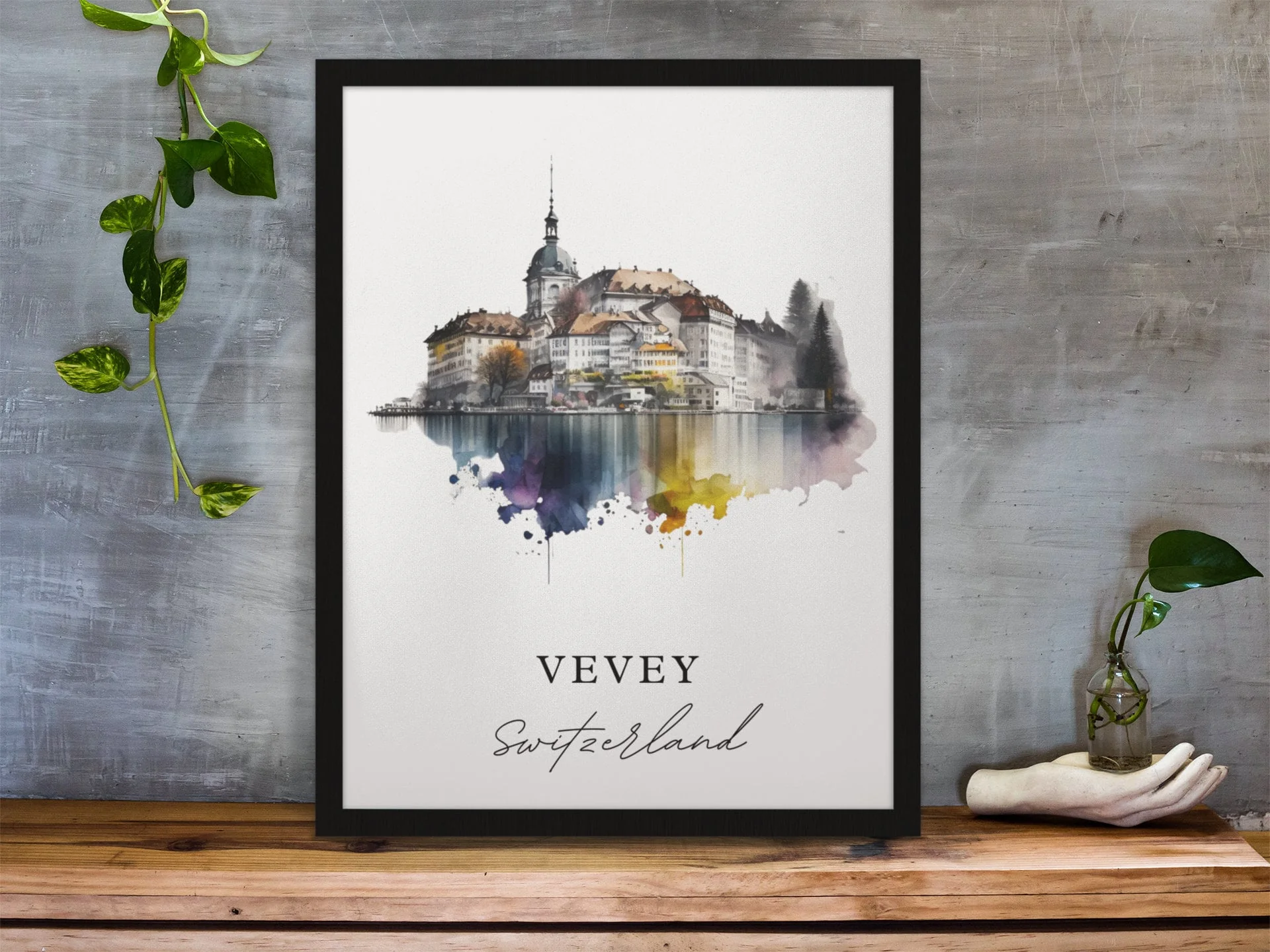 Vevey, Switzerland – Watercolor Art Print