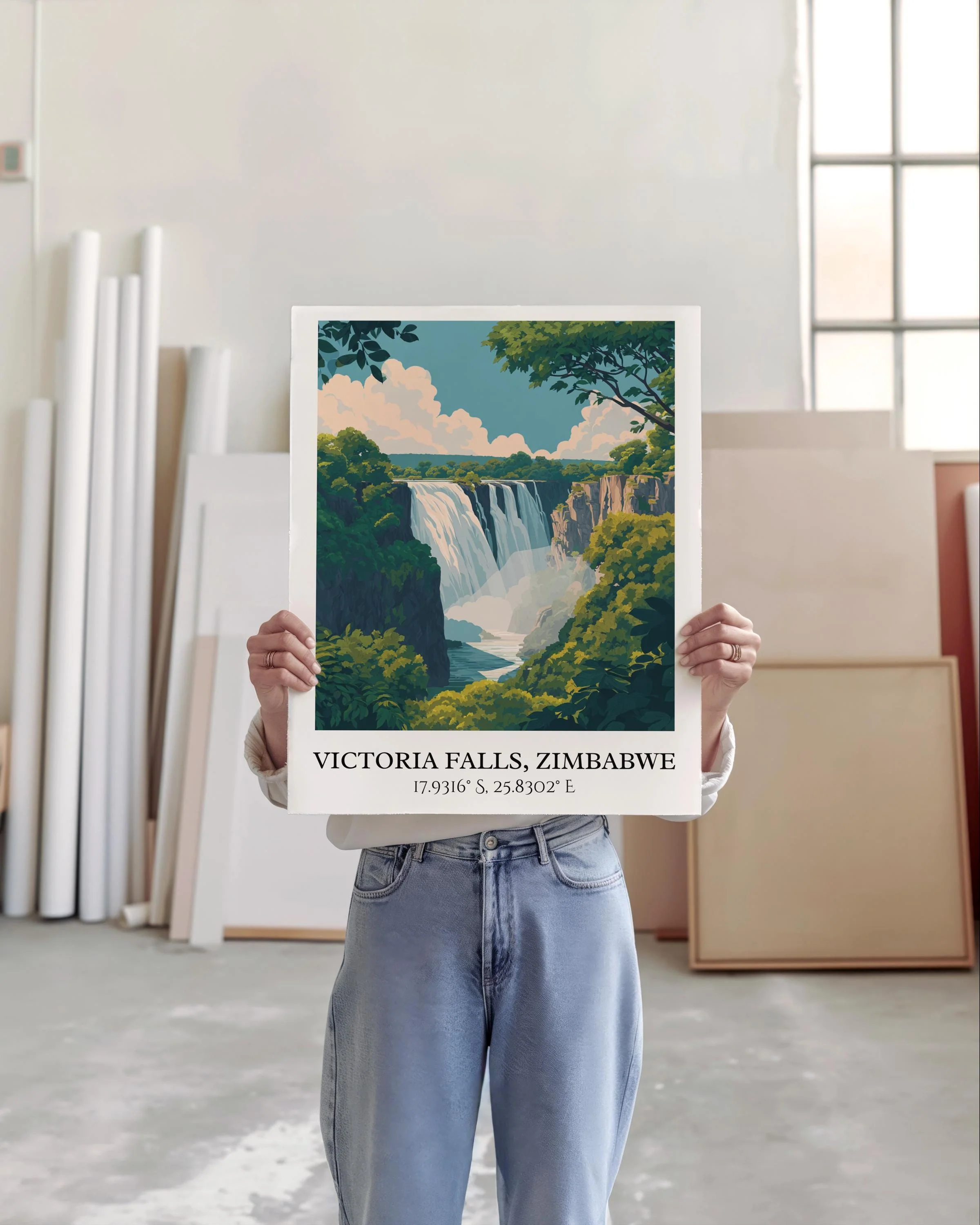 Victoria Falls, Zimbabwe – Watercolor Art Print - Image 3