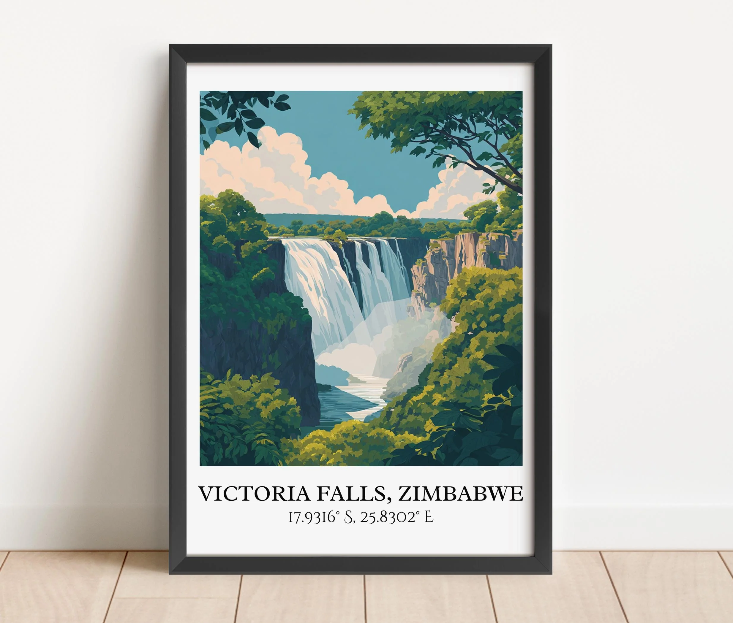 Victoria Falls, Zimbabwe – Watercolor Art Print - Image 6