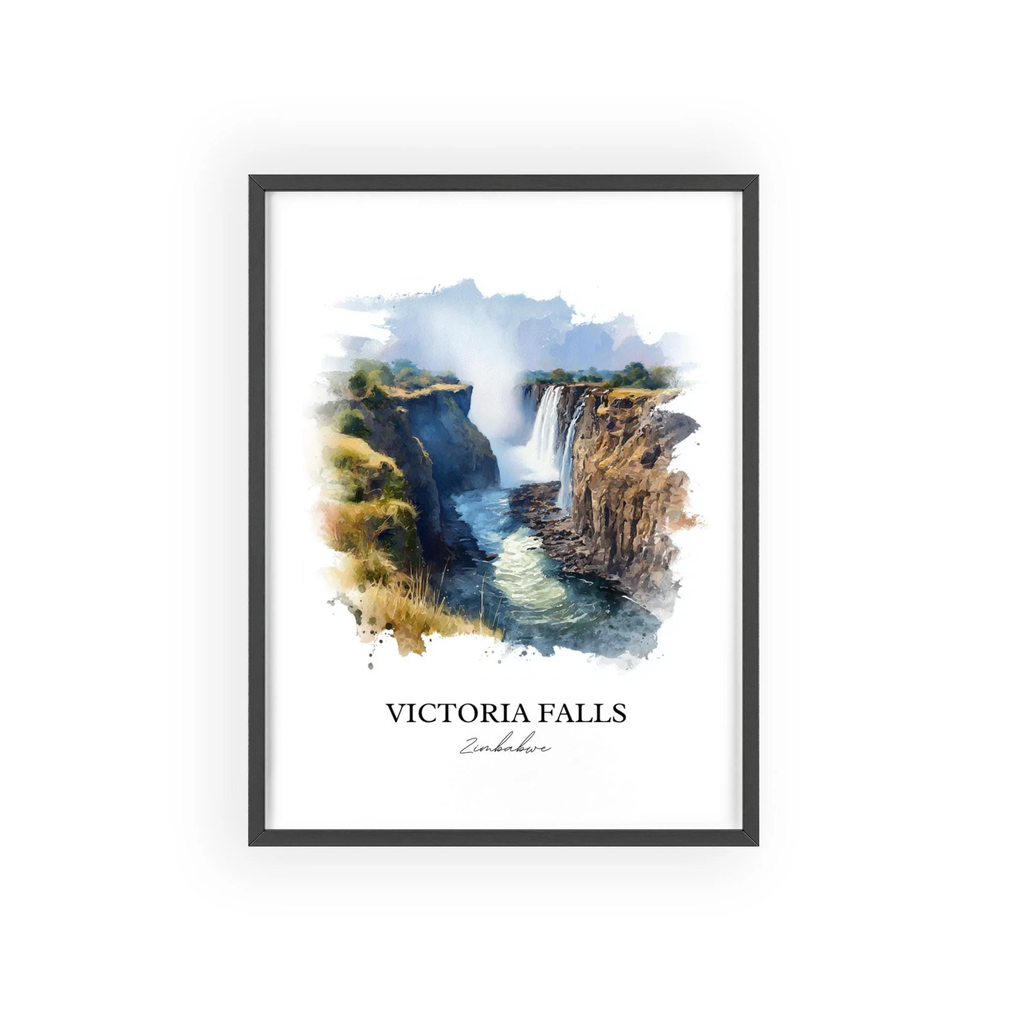 Victoria Falls, Zimbabwe – Watercolor Art Print - Image 10