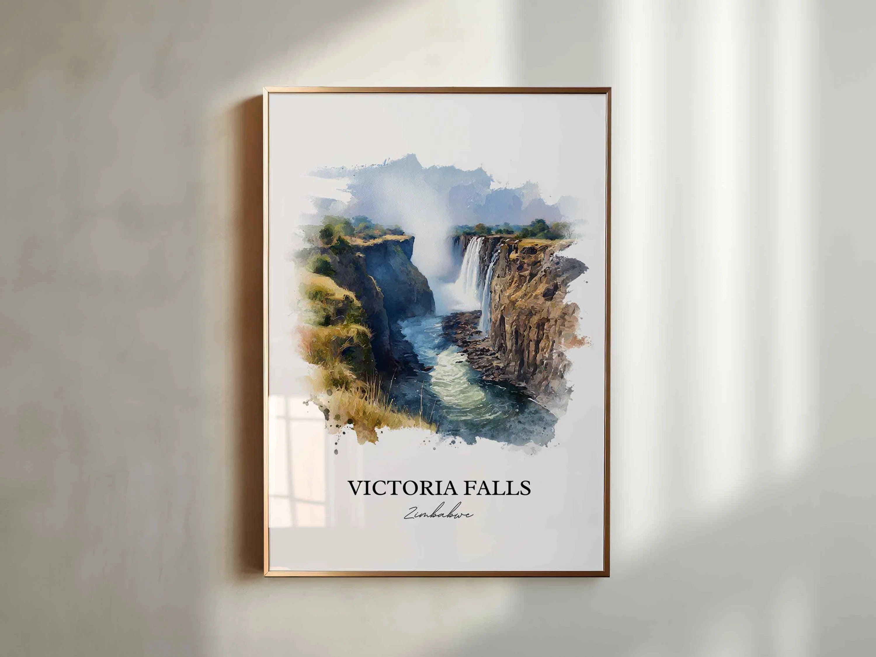 Victoria Falls, Zimbabwe – Watercolor Art Print - Image 4