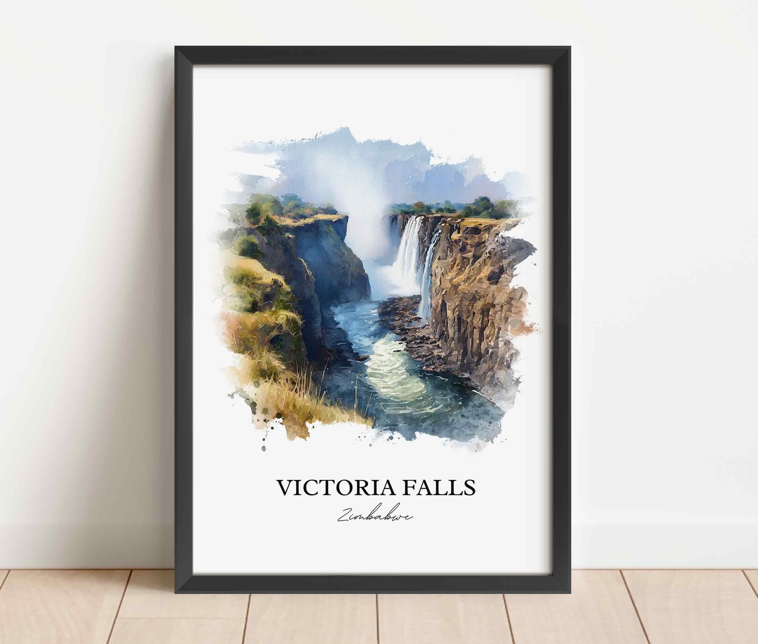 Victoria Falls, Zimbabwe – Watercolor Art Print - Image 7