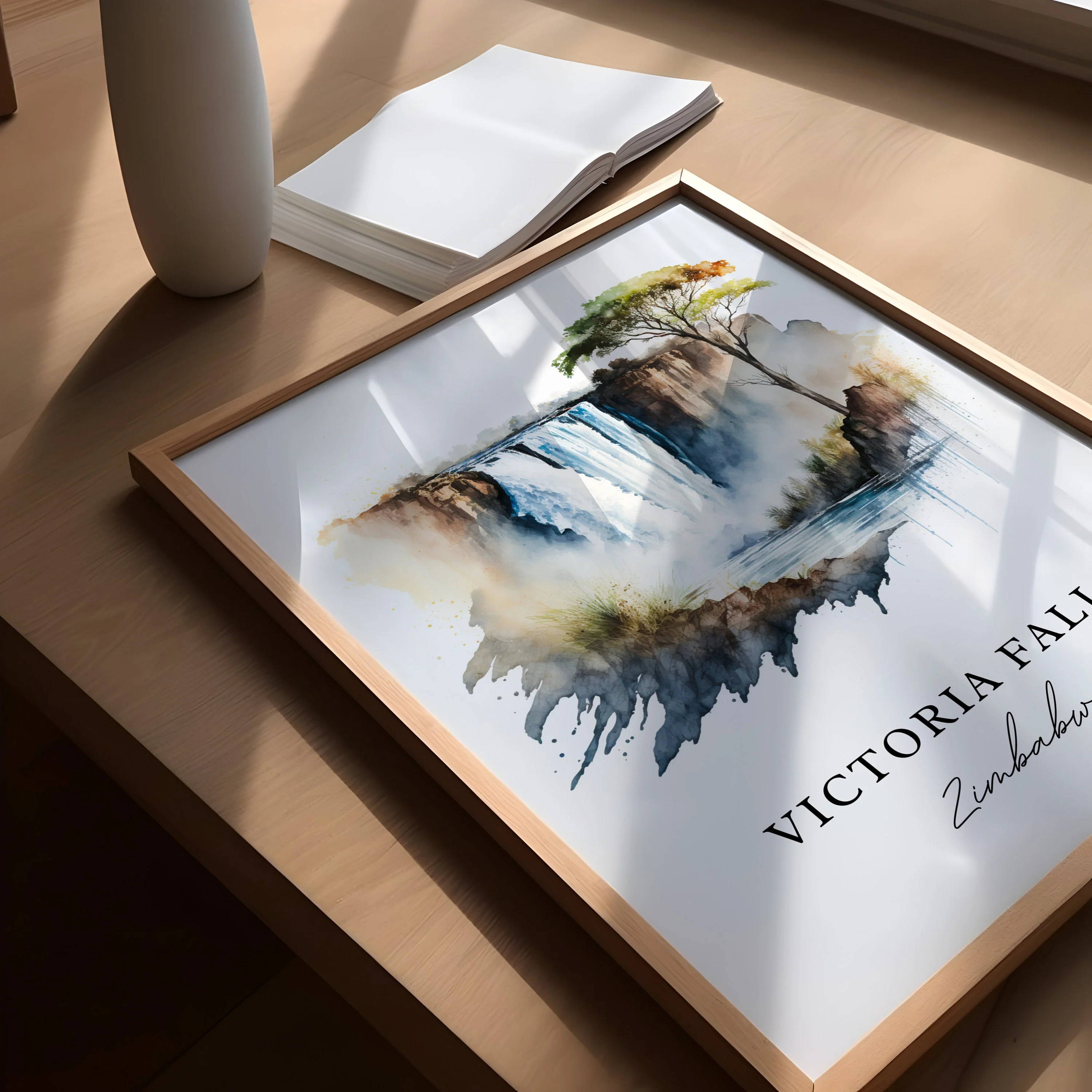 Victoria Falls, Zambia – Watercolor Art Print - Image 3