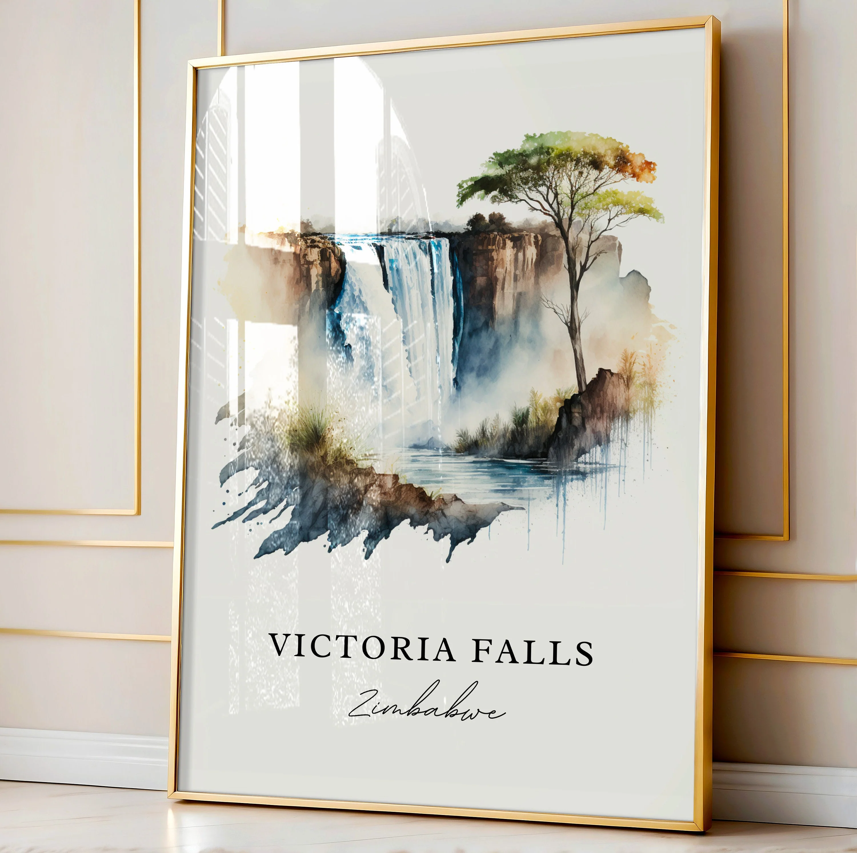 Victoria Falls, Zambia – Watercolor Art Print - Image 4