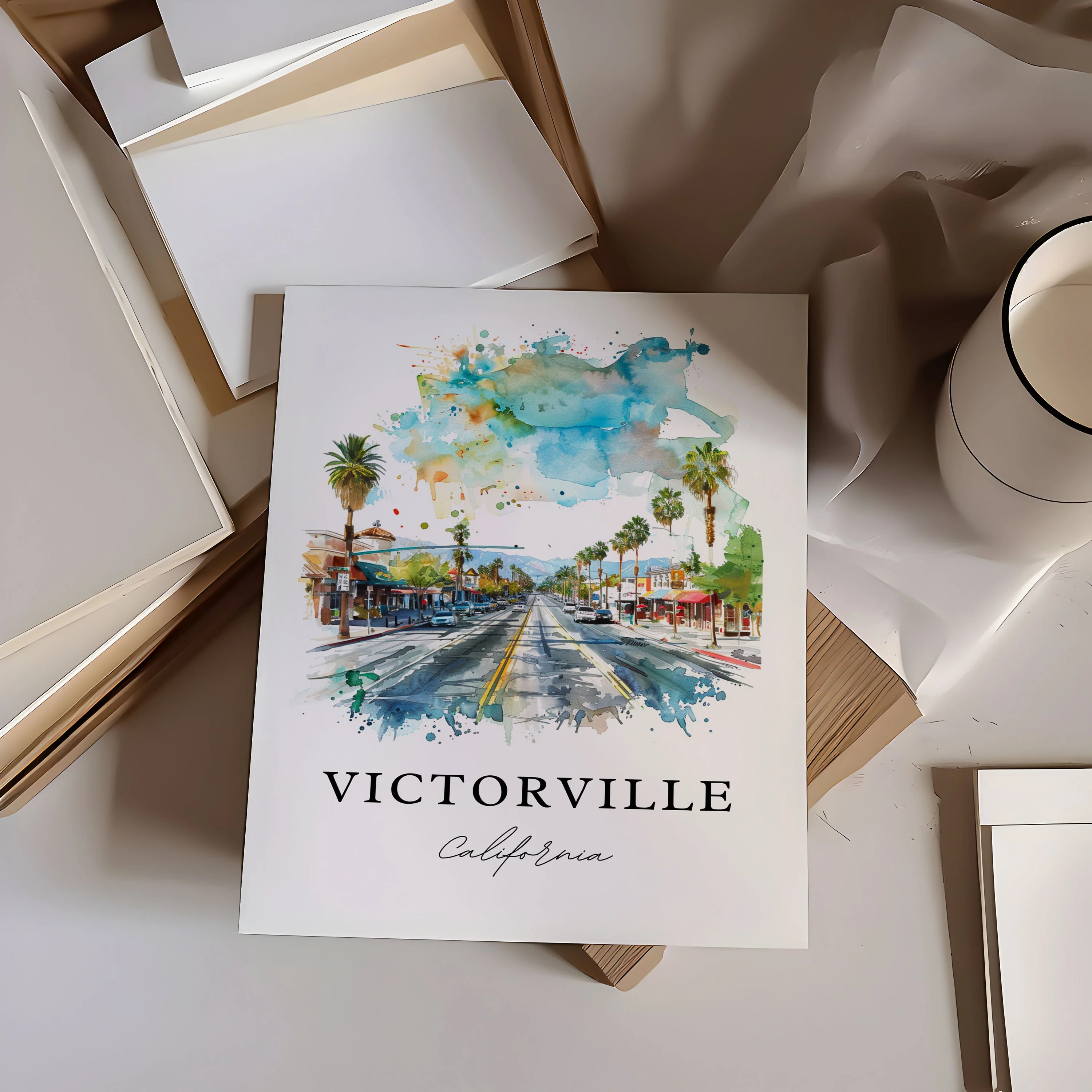 Victorville, USA – Watercolor Art Print - Image 3